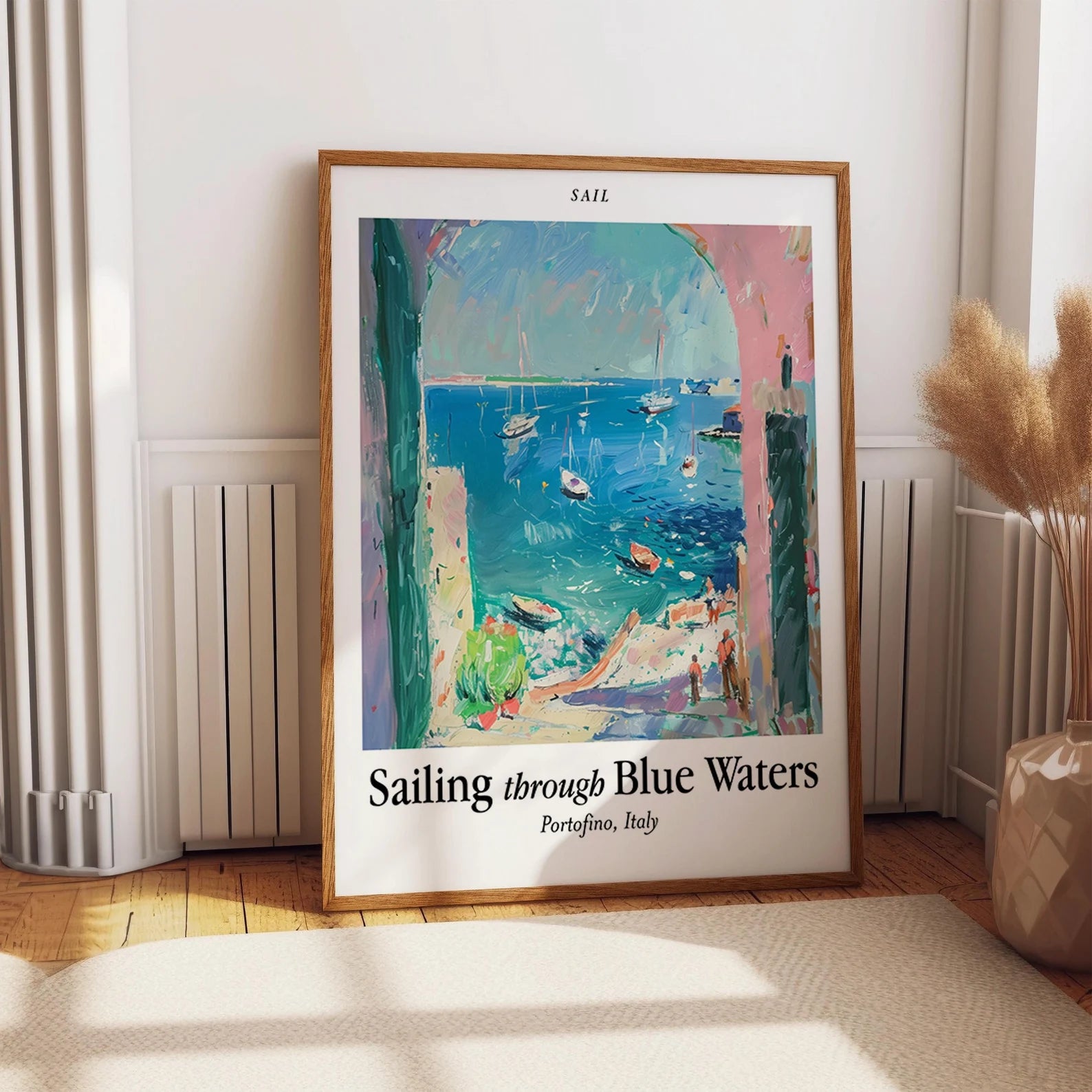 Segeln durch blaues Wasser Druck