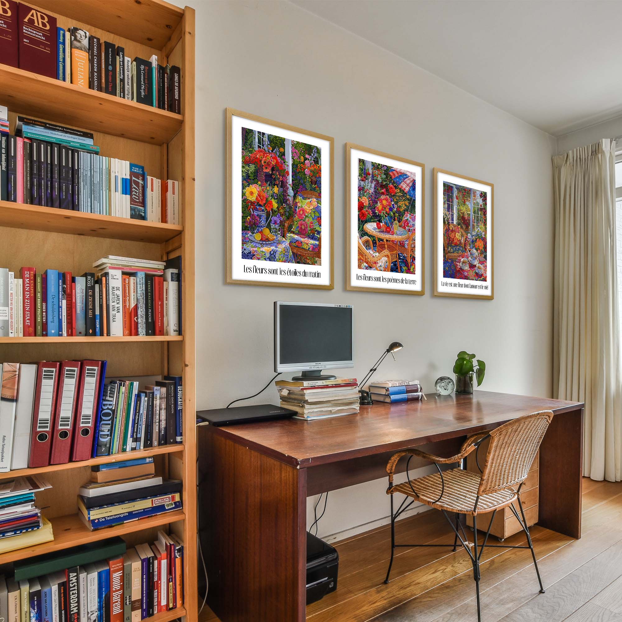 Morning Blooms French Floral Garden Art Print Set of 3