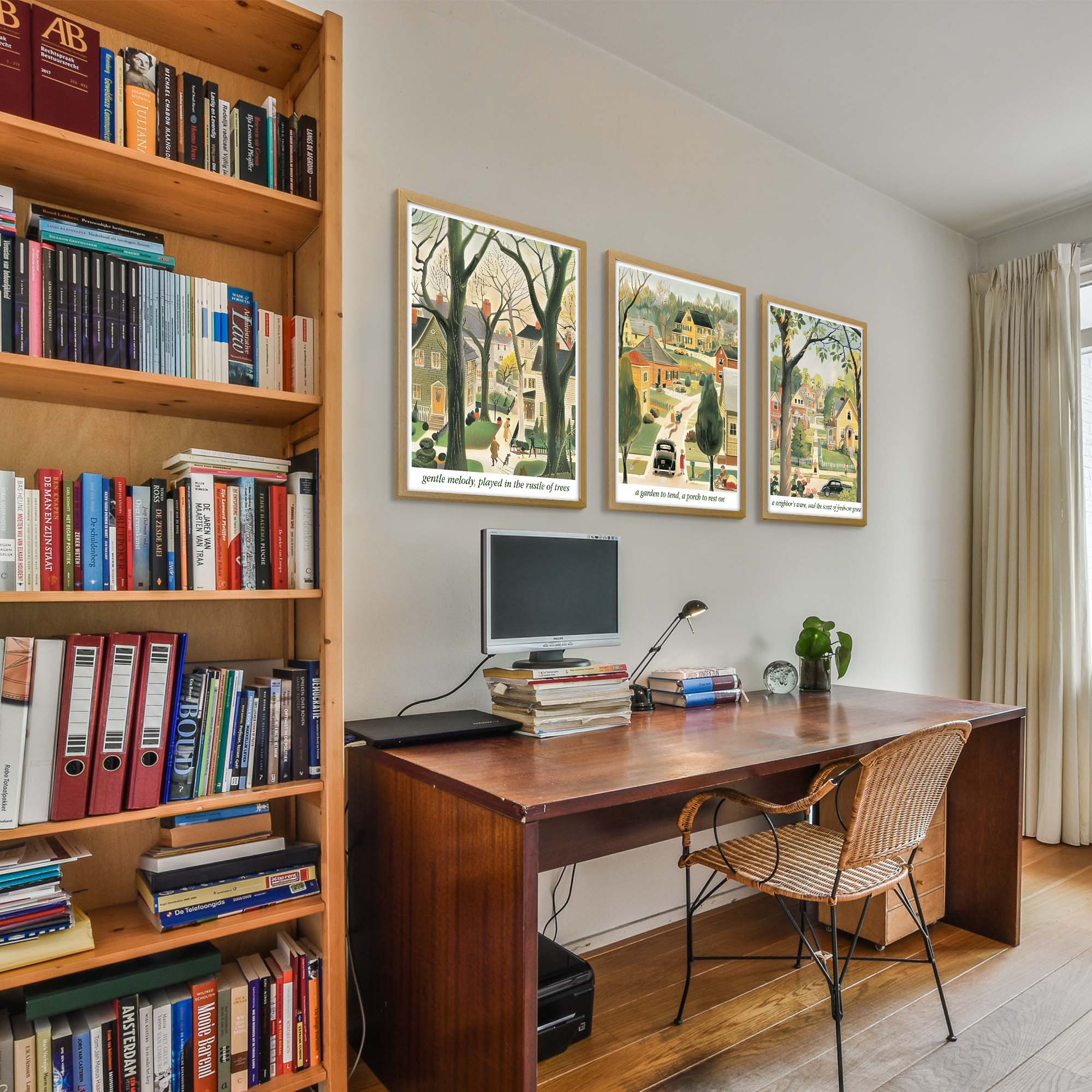 Retro Neighborhood Serenity Scenes Trio Print