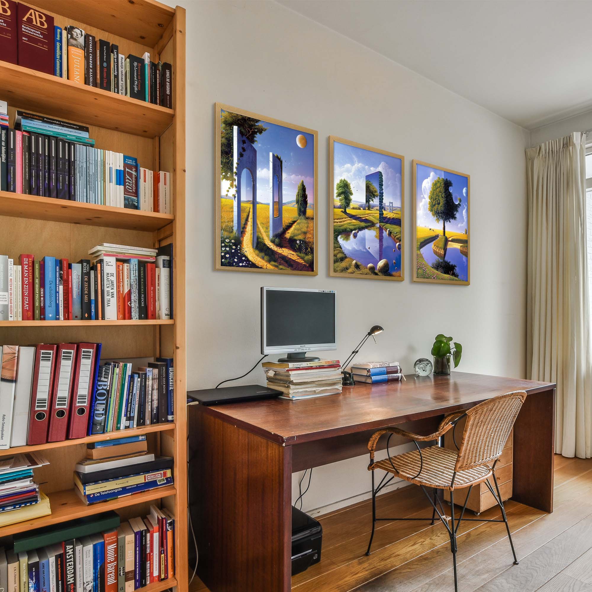 Surreal Landscape Reflection Art Set of 3 Print