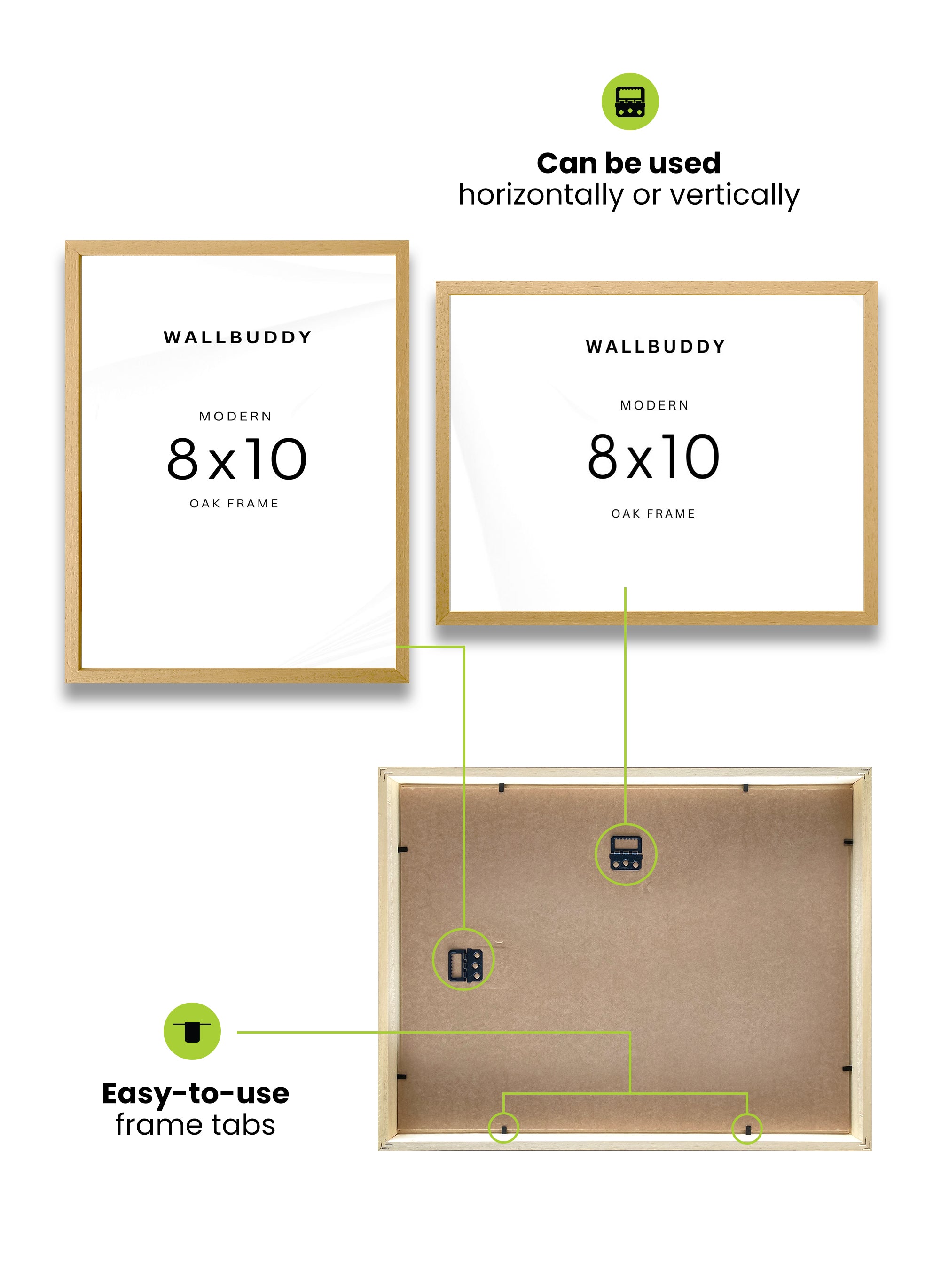 8" x 10" moderner Eichenrahmen