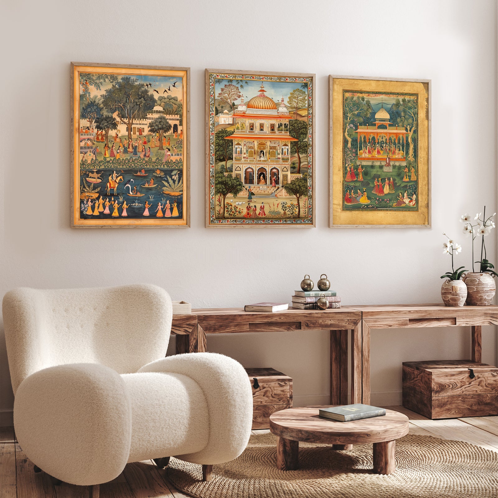 Indian Pichwai Cultural Heritage Wall Art Posters Set of 3 Print