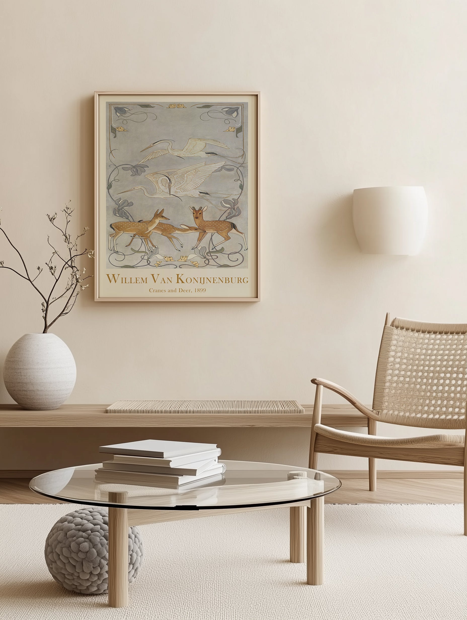 Cranes and Deer Painting by Willem Van Konijnenburg 1899