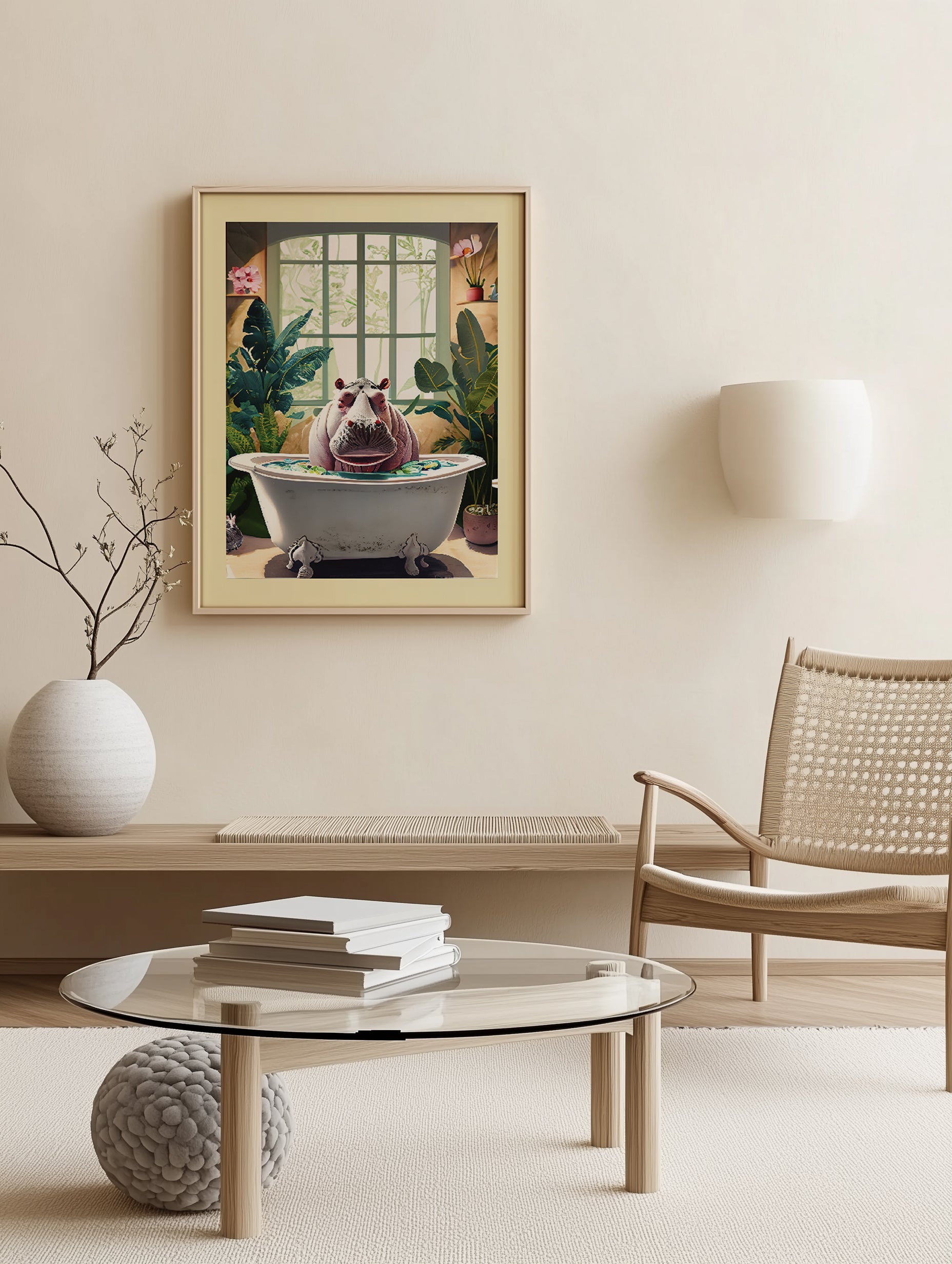 Whimsical Hippo Bathtub Art