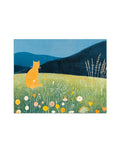 Cat in Wildflower Field Print