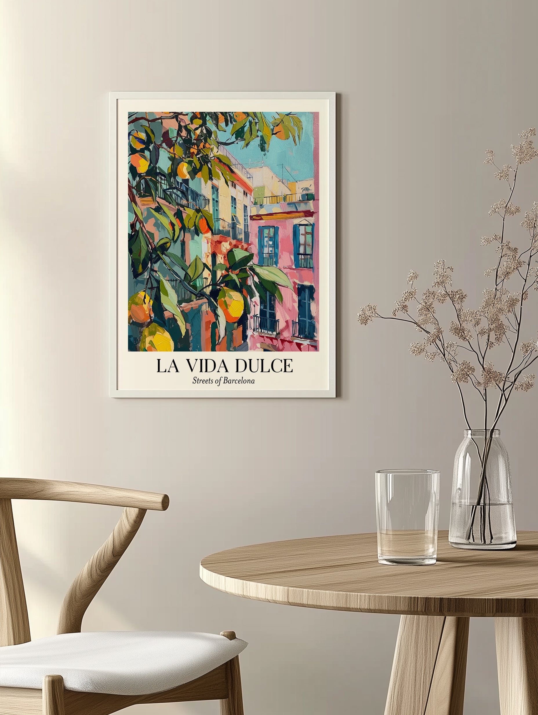Affiche d'art mural urbain et d'agrumes de Barcelone