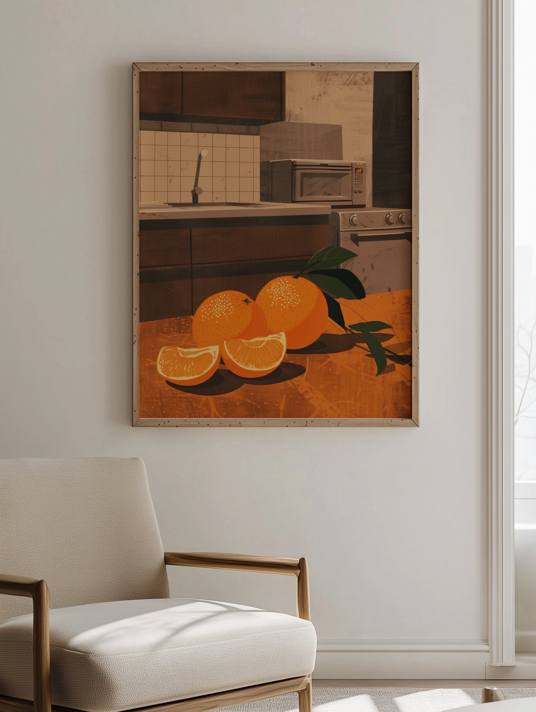 Lever de soleil sur les agrumes dans la cuisine