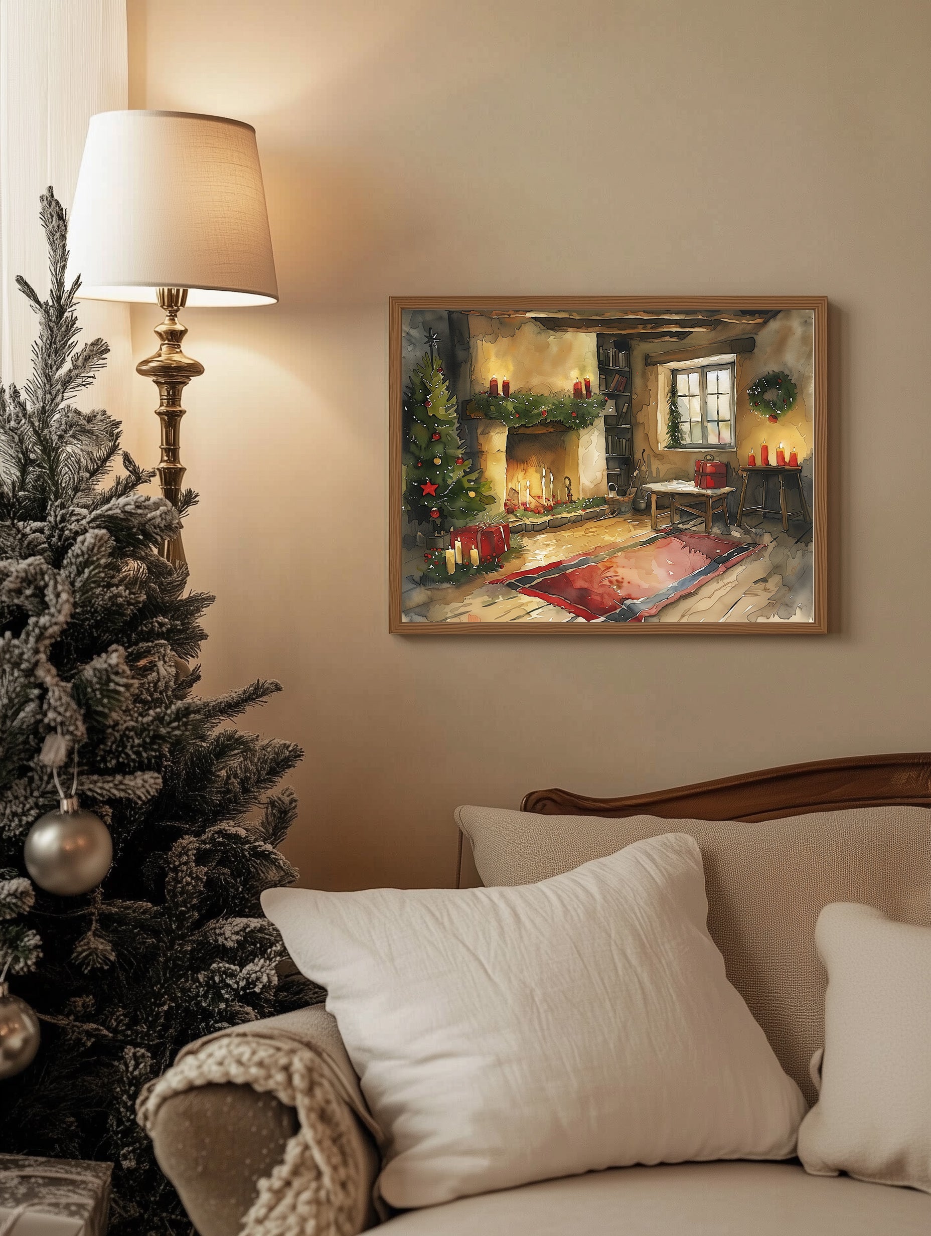 Cozy Christmas Fireplace Print