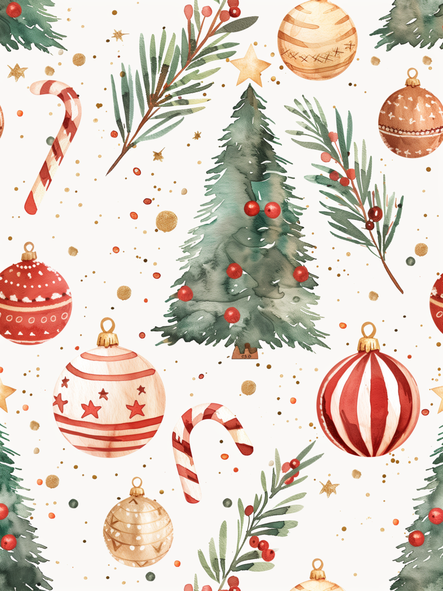 Vibrant Christmas Pattern Print