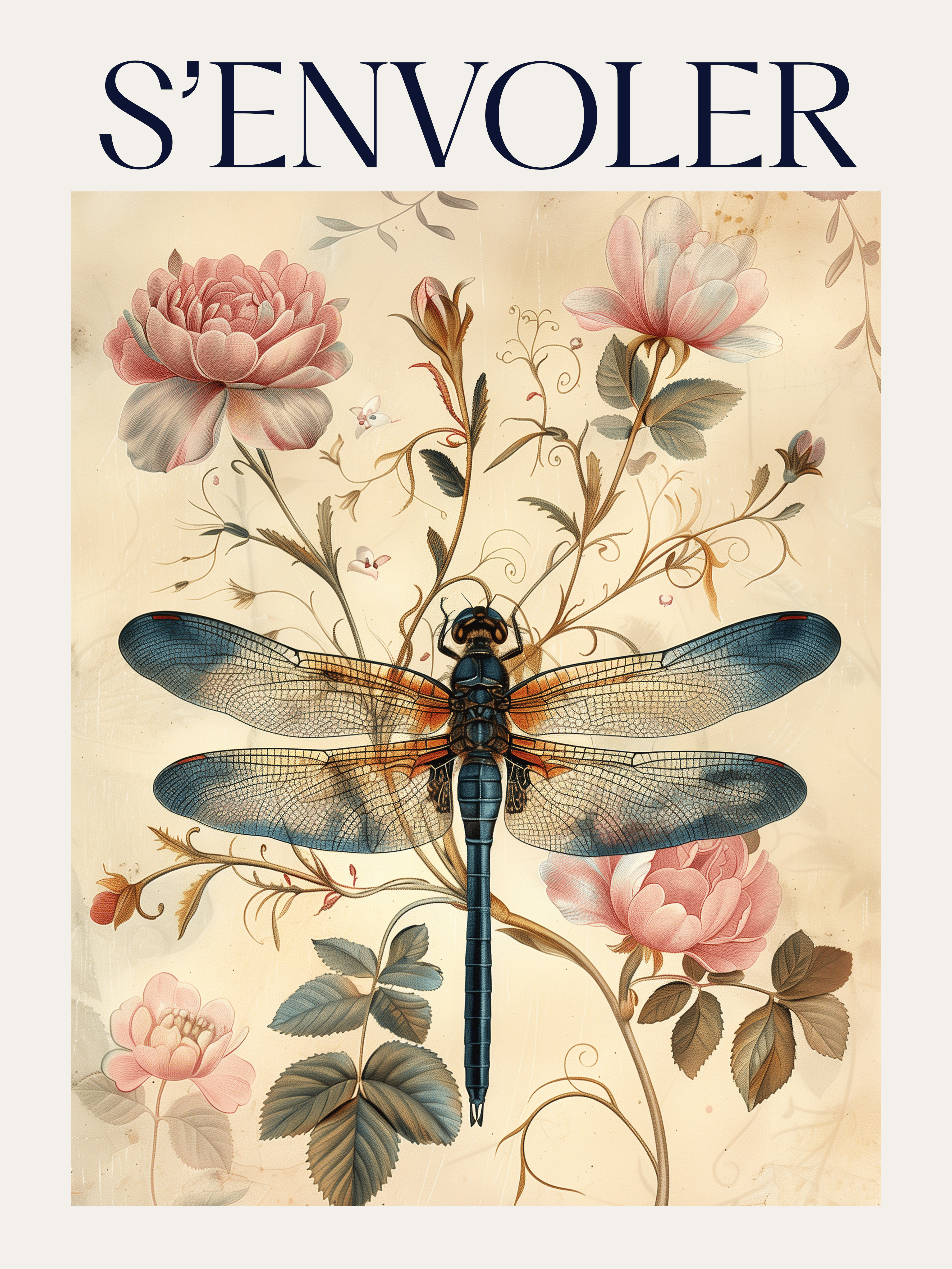 Dragonfly Flower Print