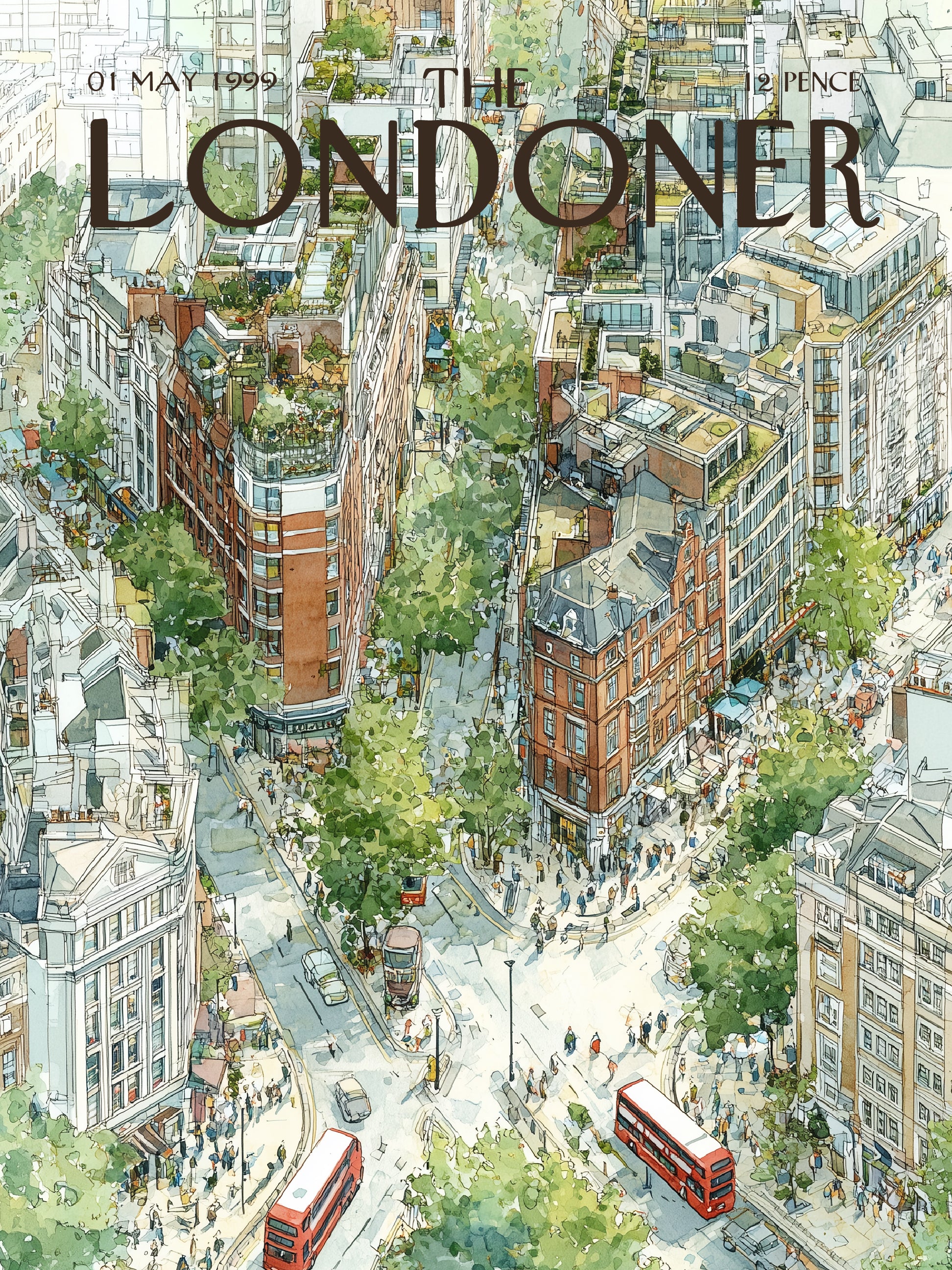 The Londoner Poster: London City Street Illustration | Travel Wall Art Decor