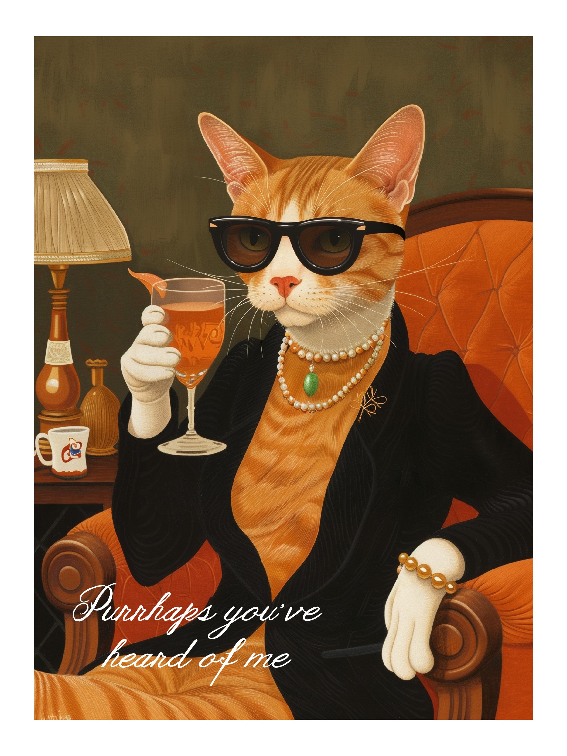 Regal Cat Wall Art Poster – Sophisticated Feline Portrait Print