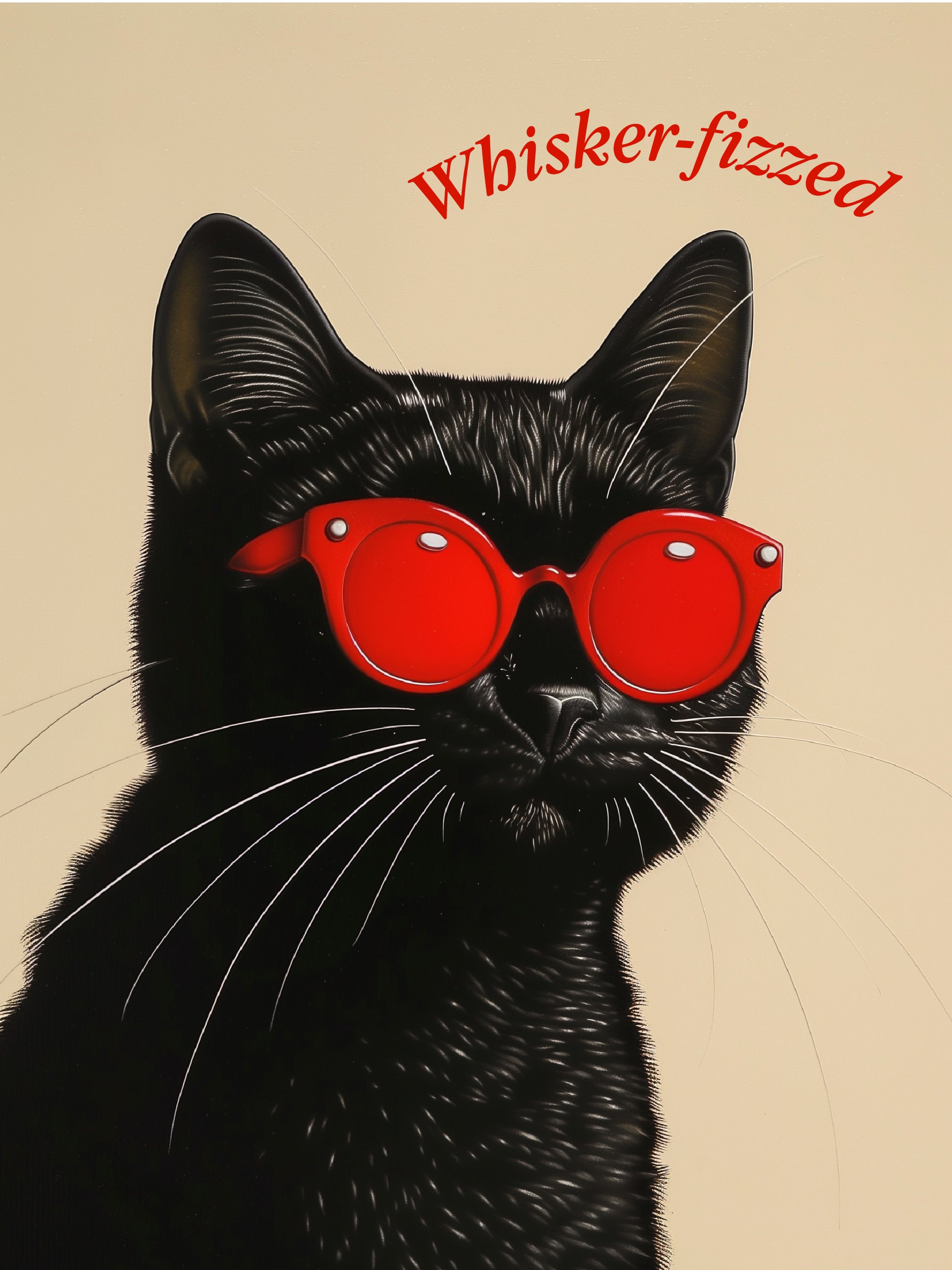 Whisker-Fizzed Black Cat Art Print – Bold Sunglasses Illustration Poster