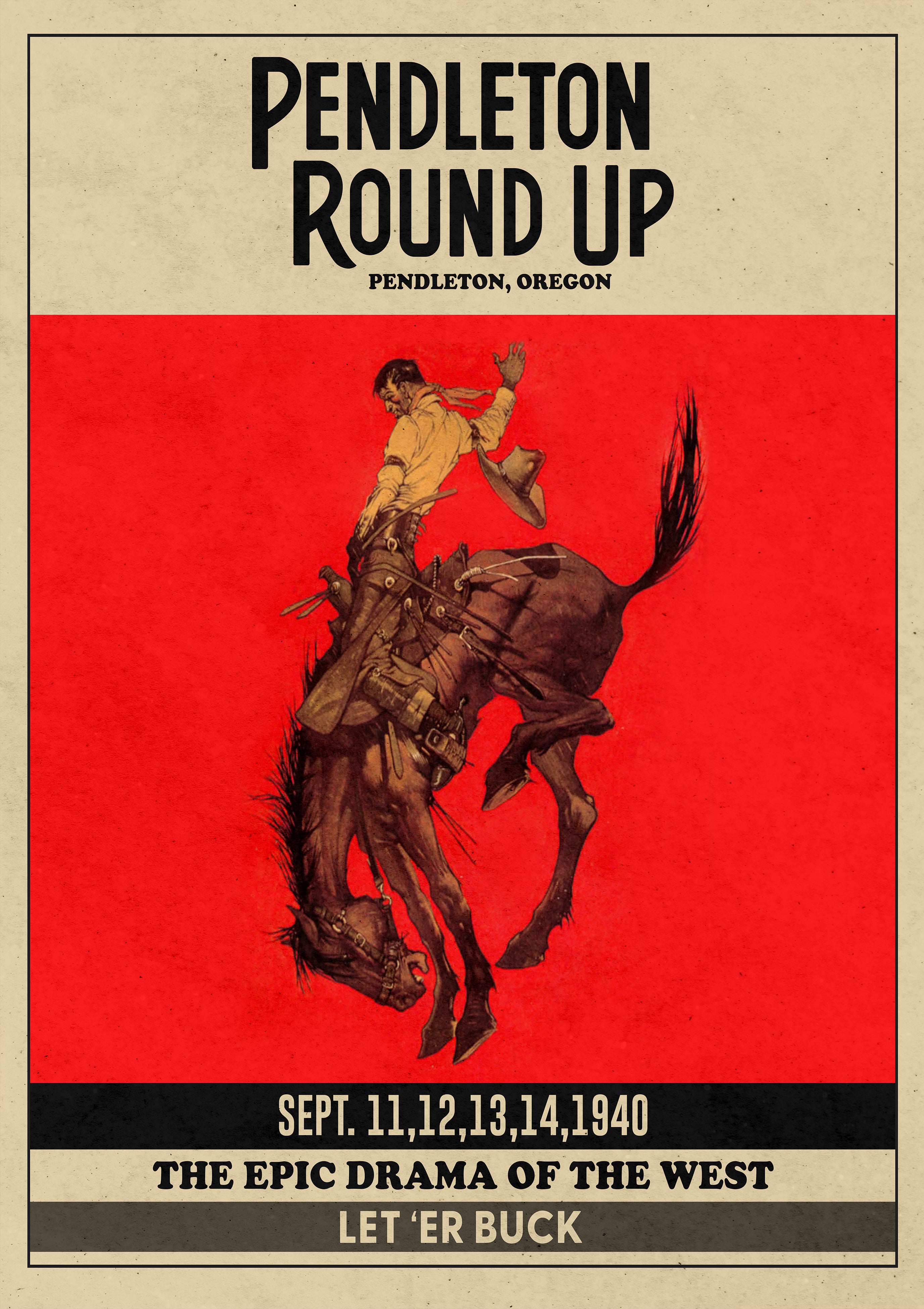 Pendleton Round-Up Vintage Cowboy Poster Print