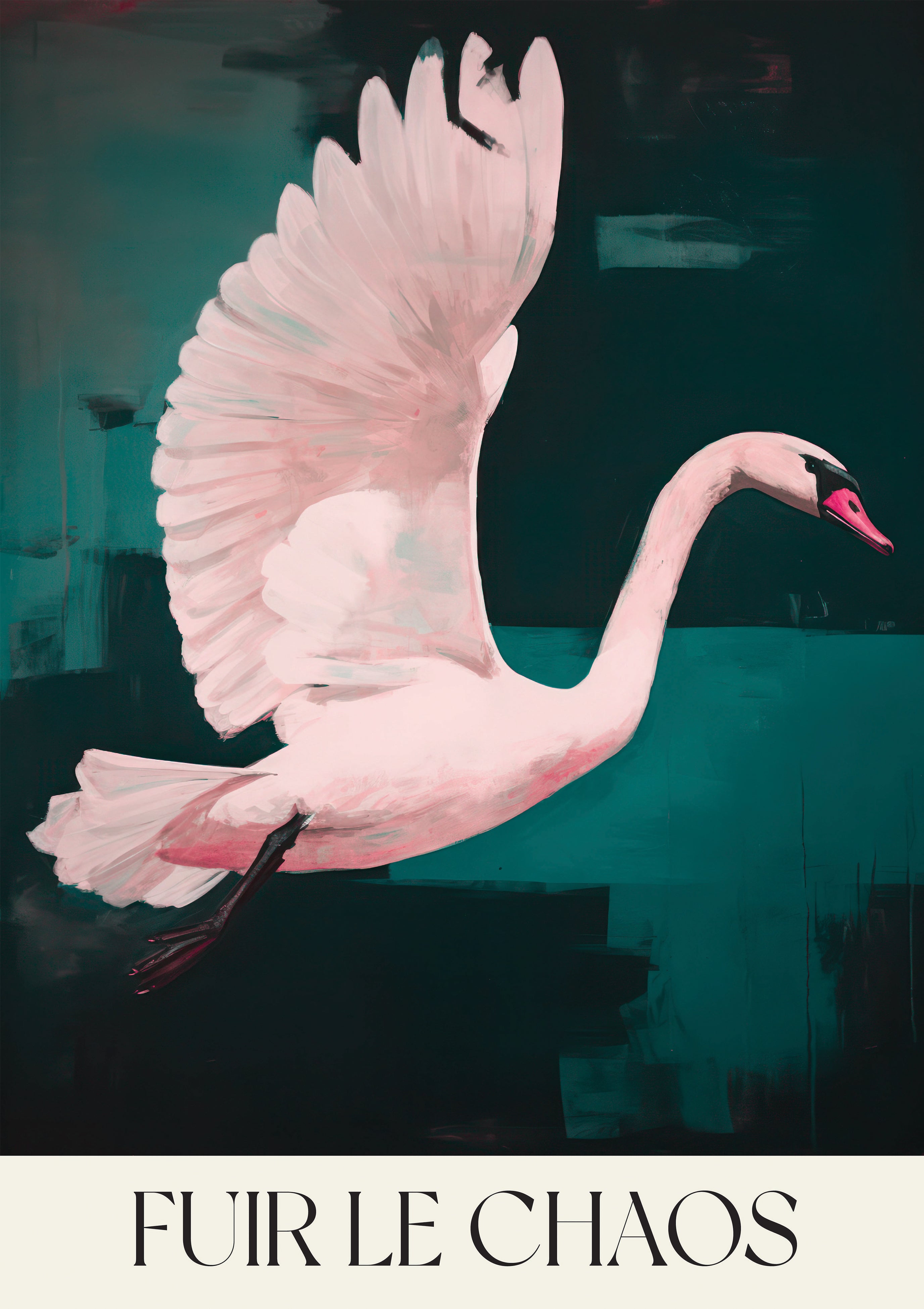 Elegant Pink Swan French Art