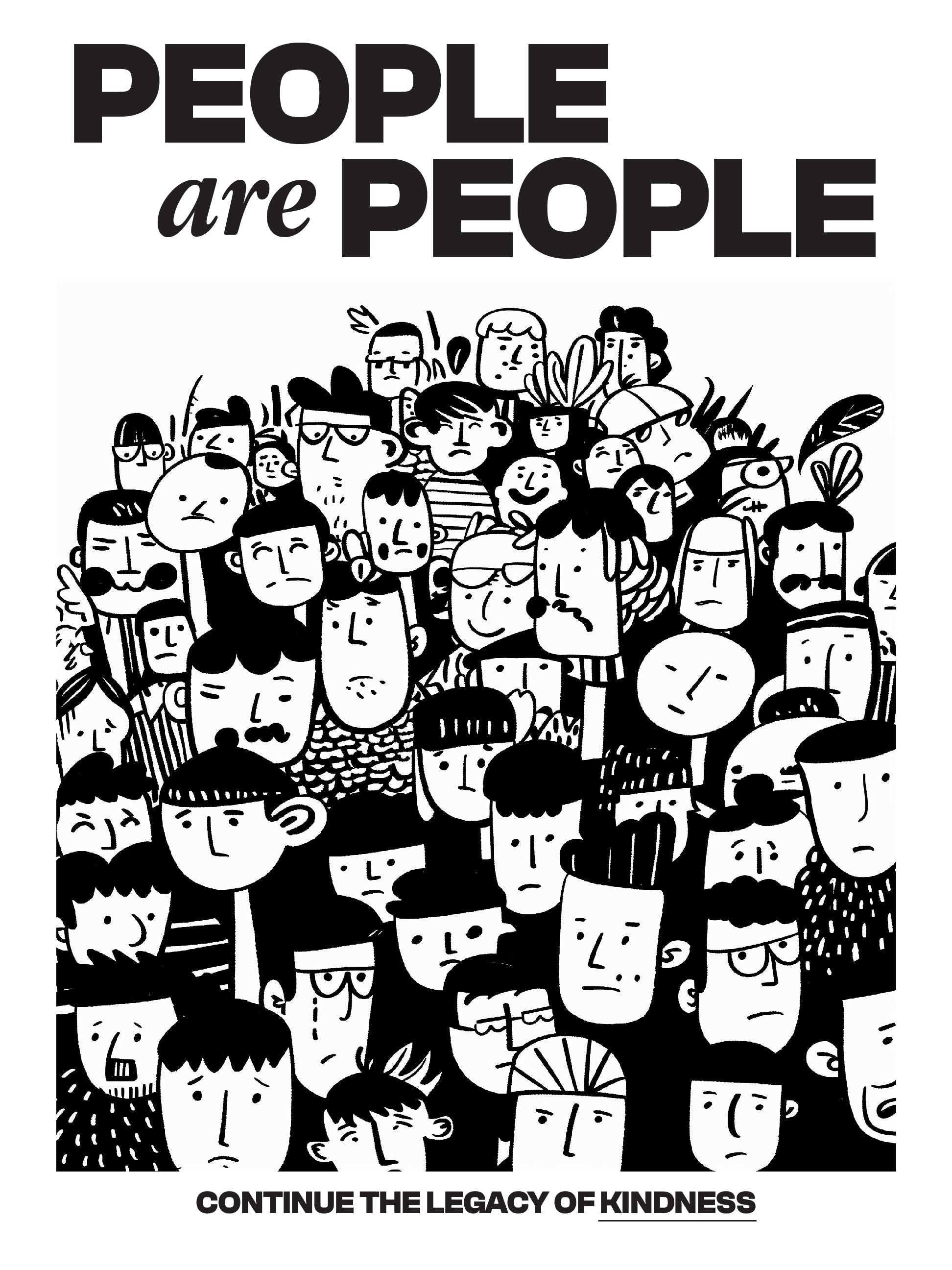 People Are People Poster – Bold Unity-Inspired Black and White Art Print