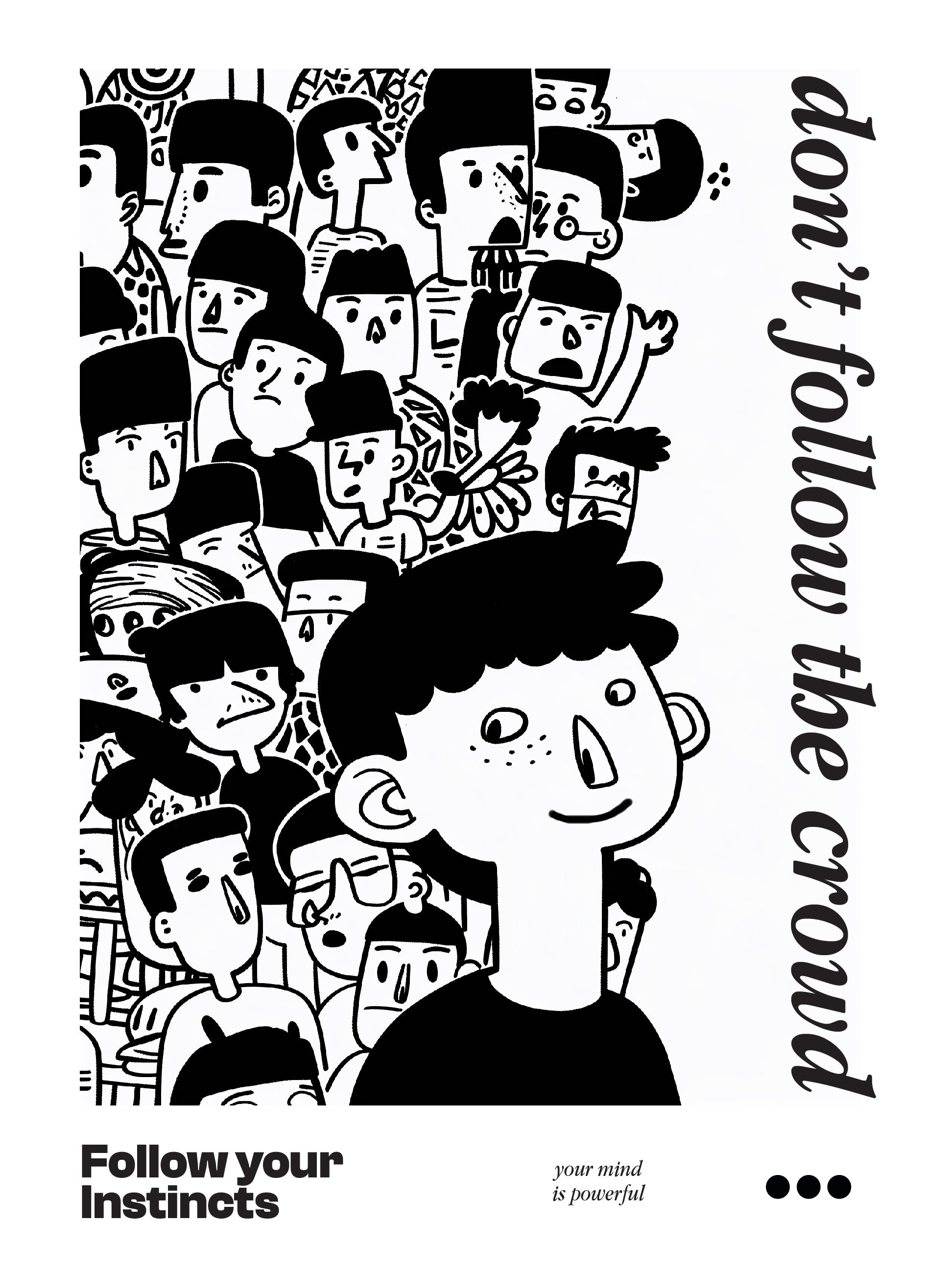 Don’t Follow the Crowd Poster – Bold Individuality Black and White Art Print