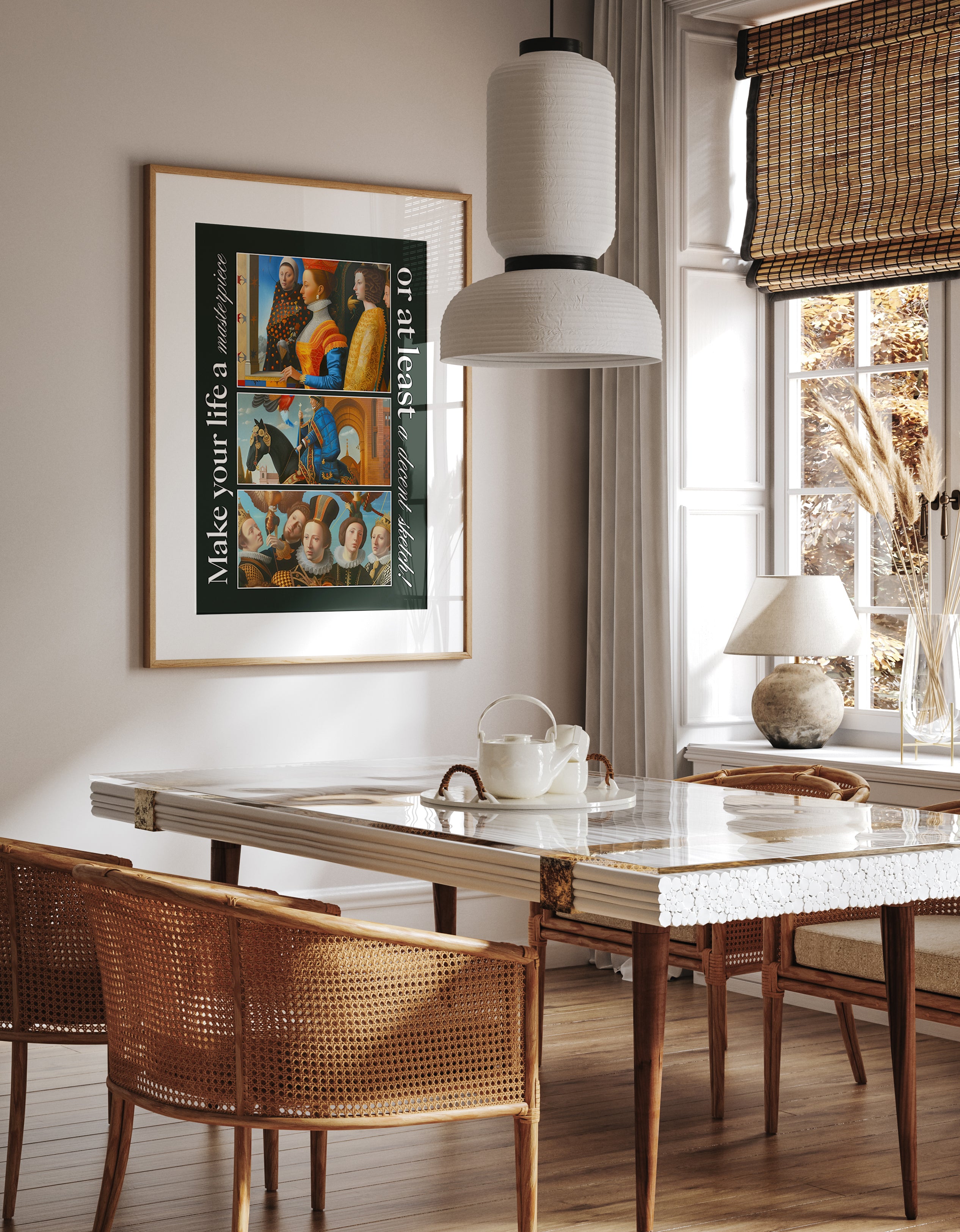 Regal Renaissance Collage Featuring Nobles, Horseback Scene, and Royal Portraits – Art Print