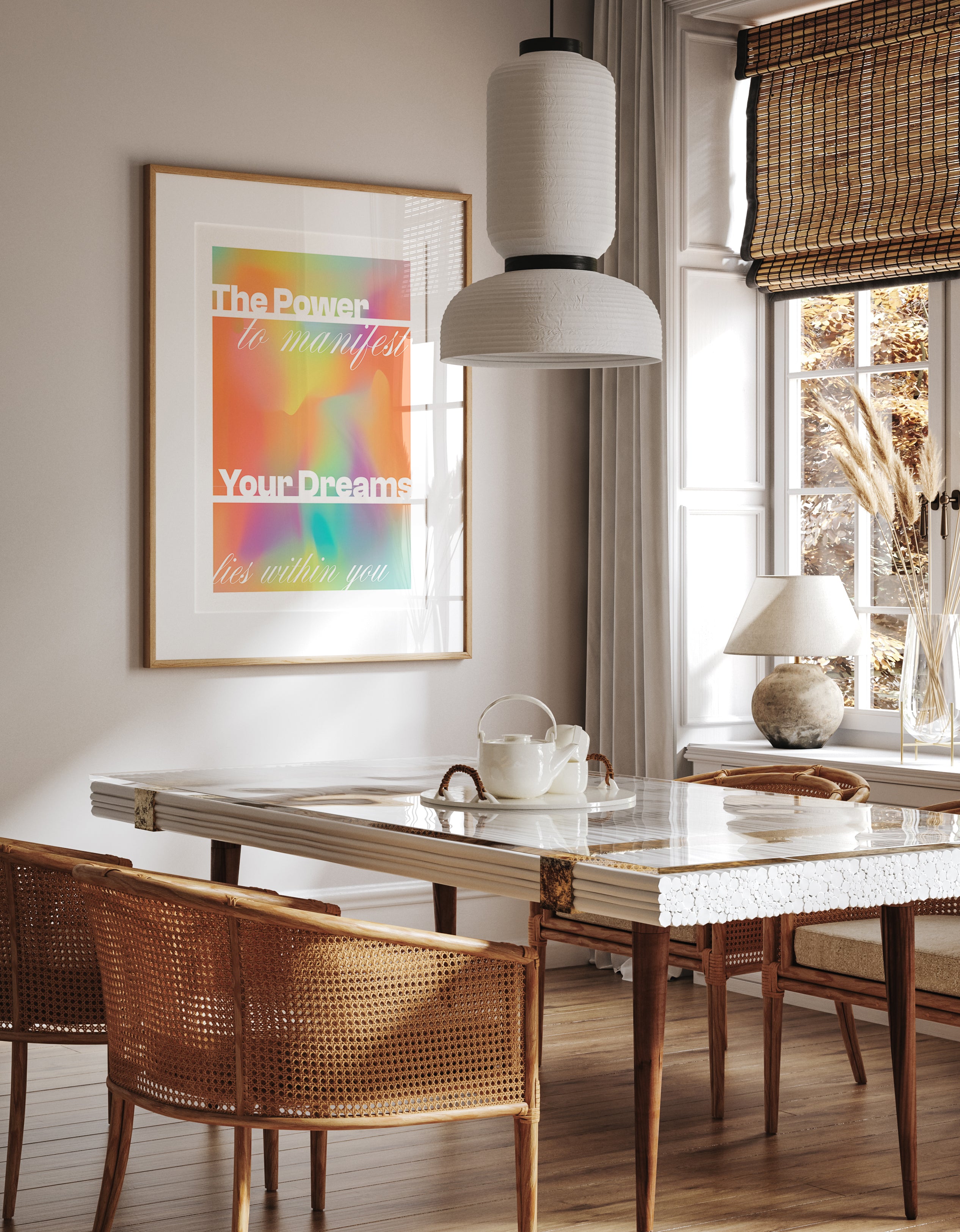 Manifest Your Dreams Poster – Pastel Gradient Inspirational Wall Art Print