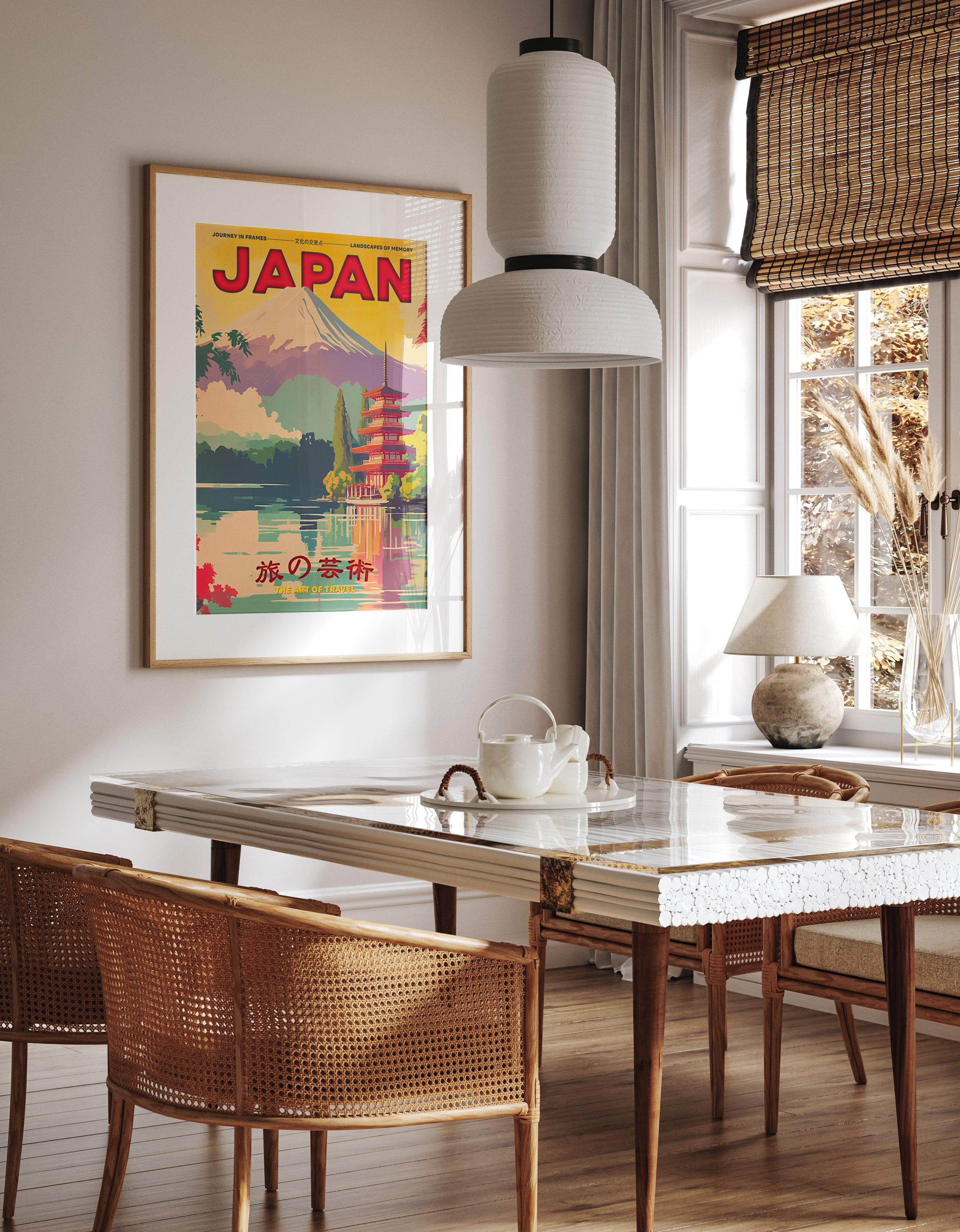 Japan Mount Fuji Pagoda Scenic Travel Poster Print