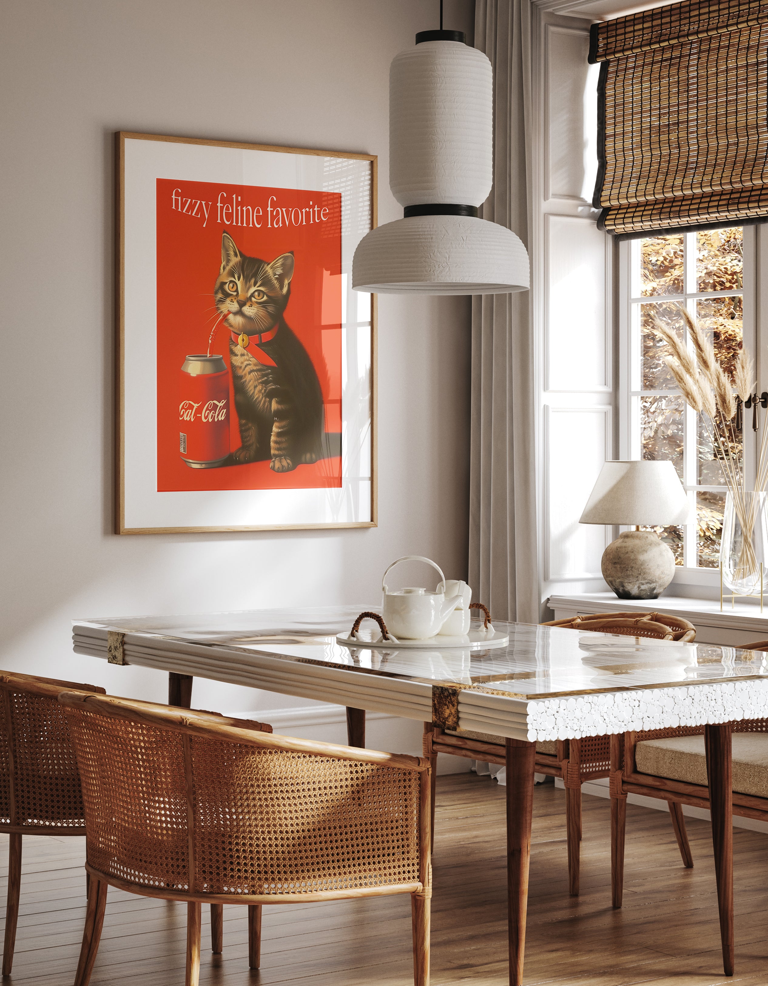 Fizzy Feline Favorite Poster – Cute Kitten with Cat-Cola Soda Can