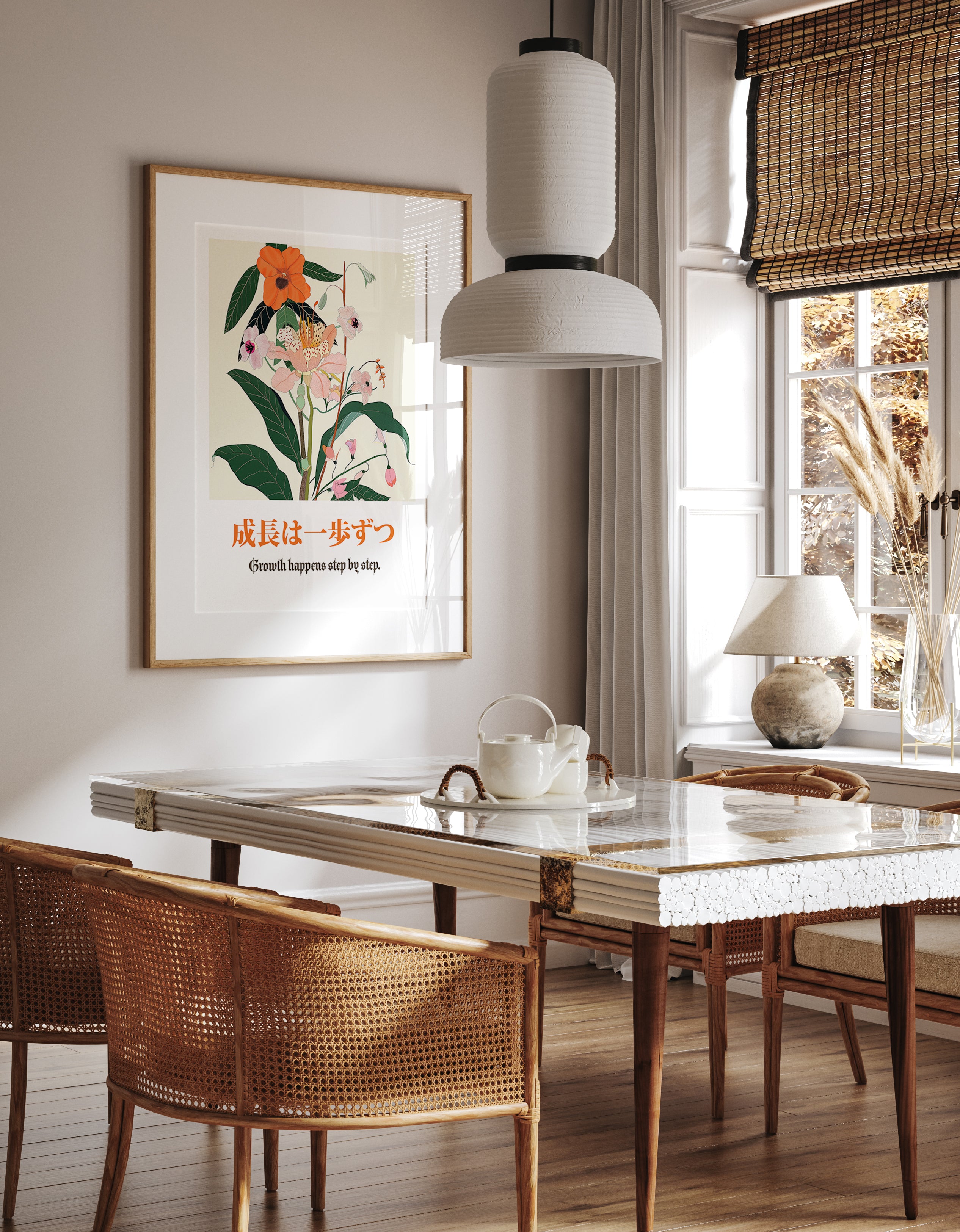 Botanical Wall Art – Japanese Calligraphy Floral Poster Print