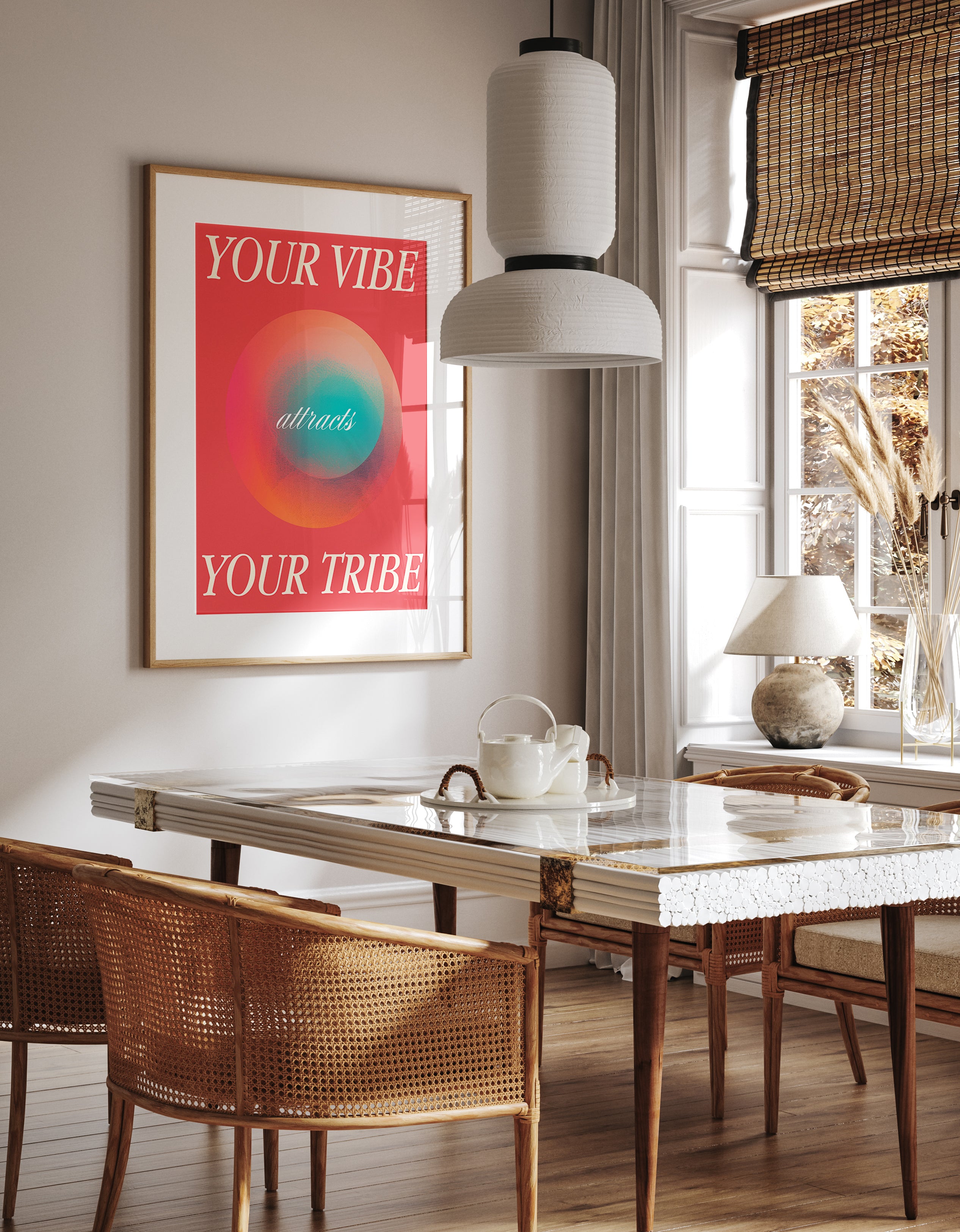Your Vibe Attracts Your Tribe Poster – Bold Gradient Wall Art Print