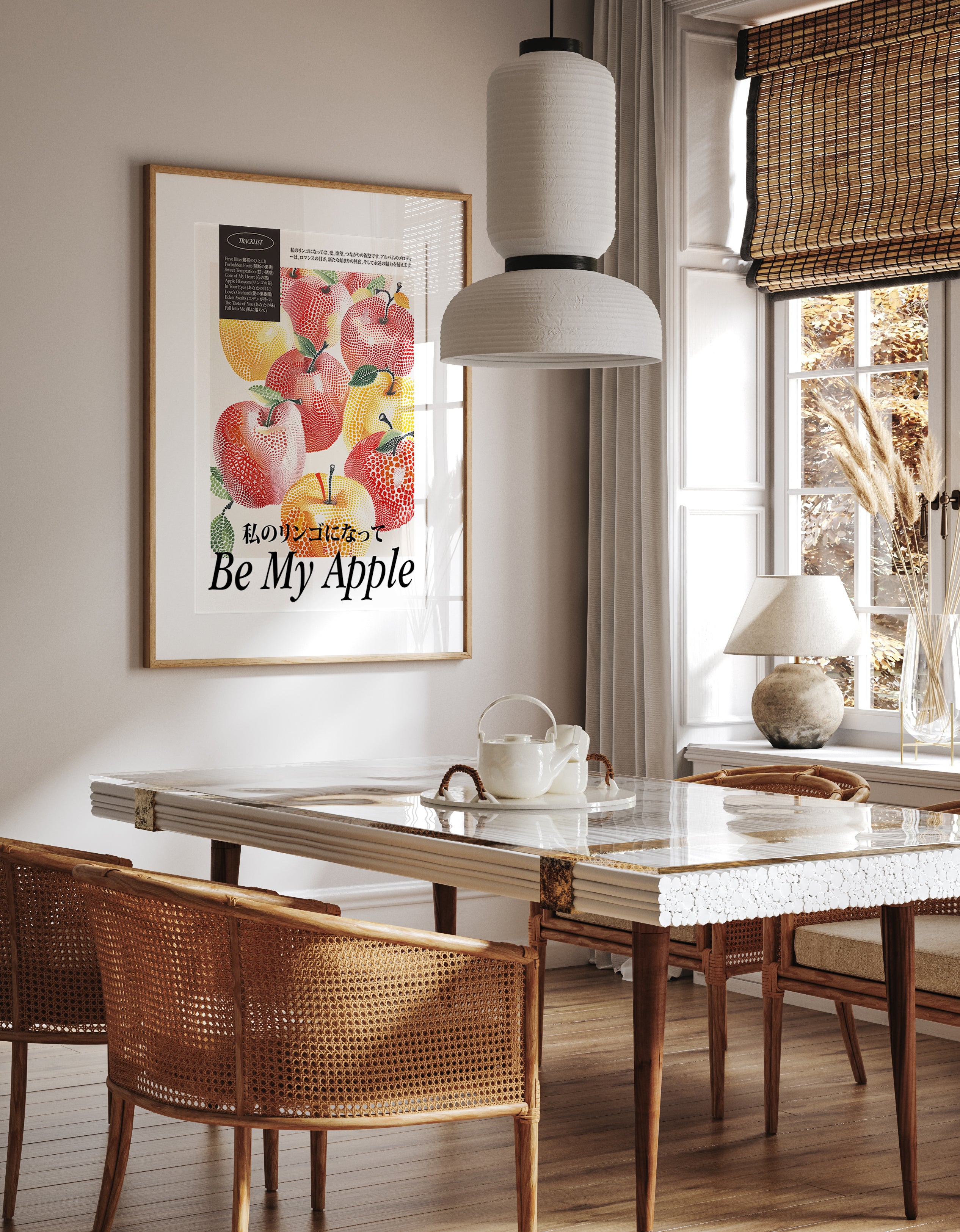 Be My Apple Poster – Romantic Japanese Pop Art Fruit Print