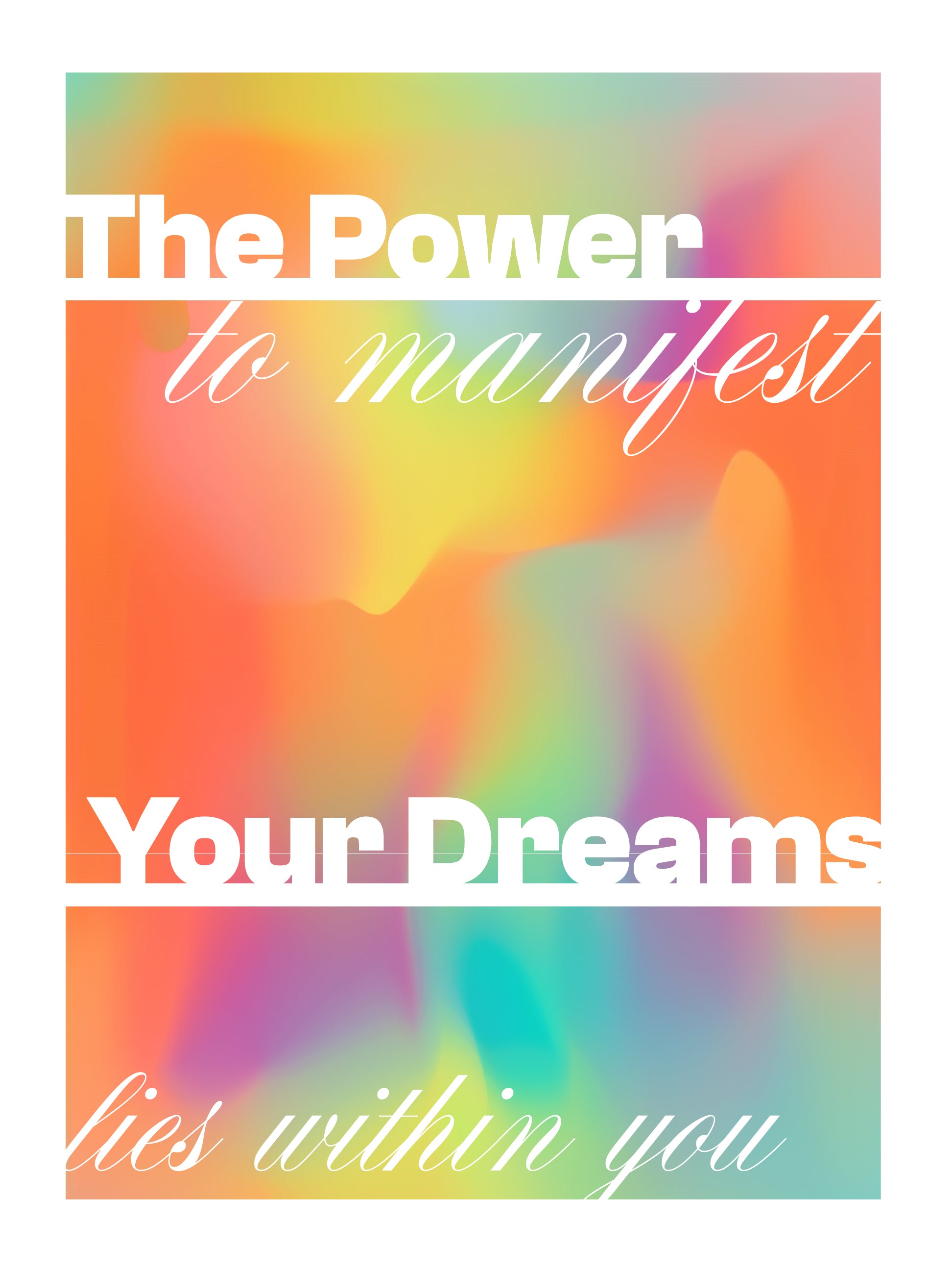 Manifest Your Dreams Poster – Pastel Gradient Inspirational Wall Art Print