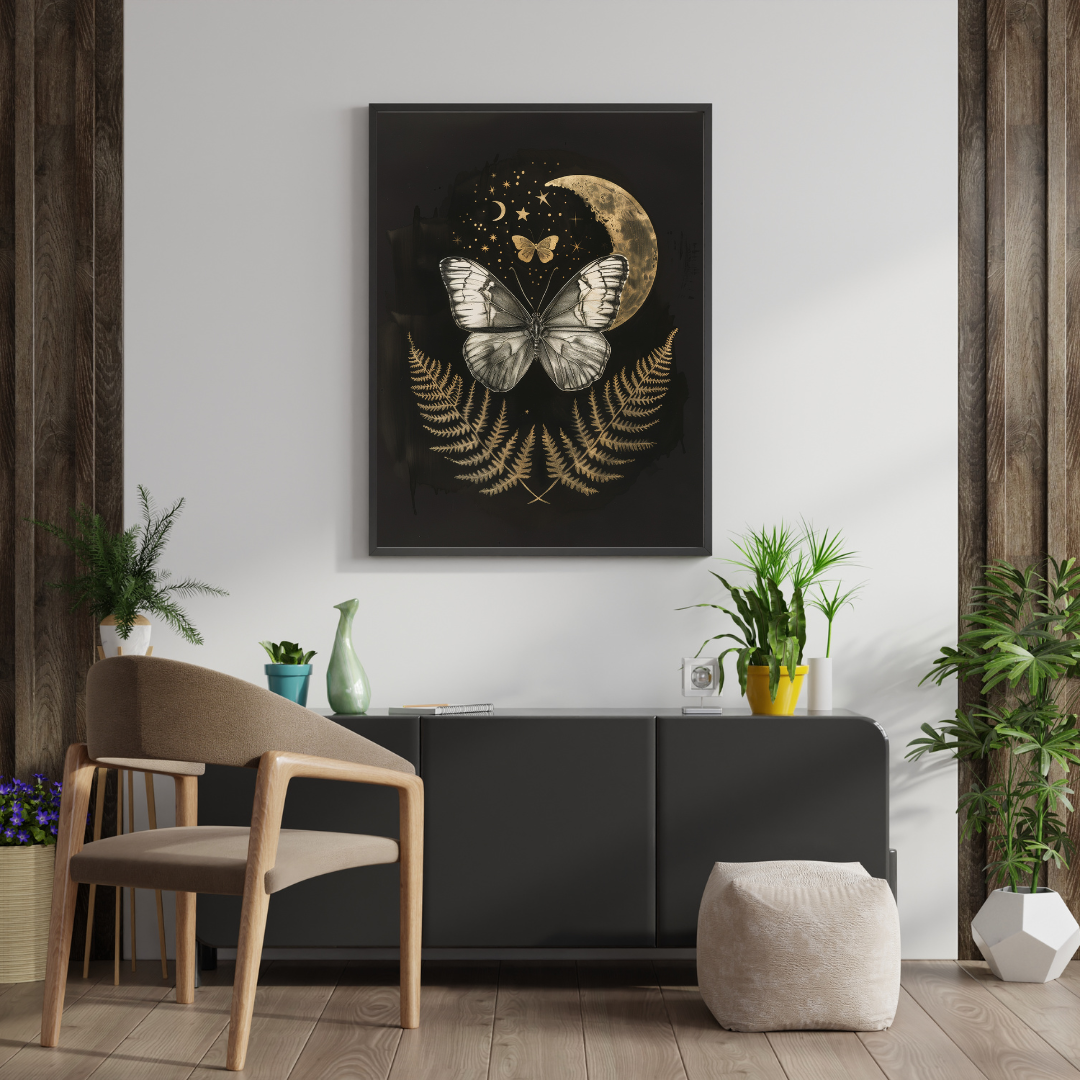 Celestial Butterfly and Moon Print