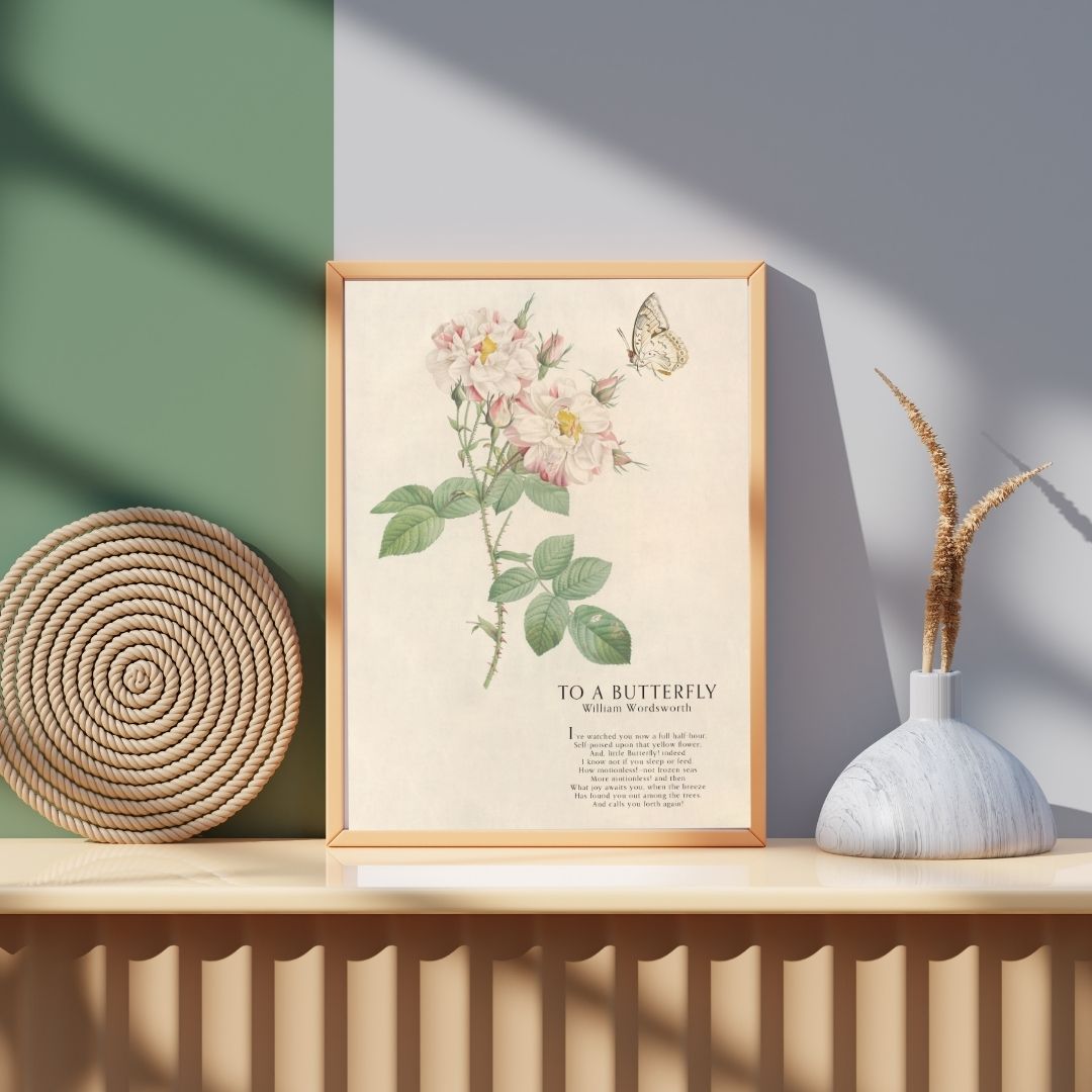 Butterfly and Roses Print
