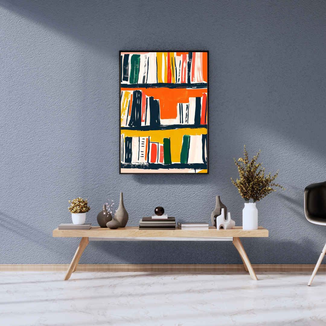Abstract Colorful Bookshelf Print