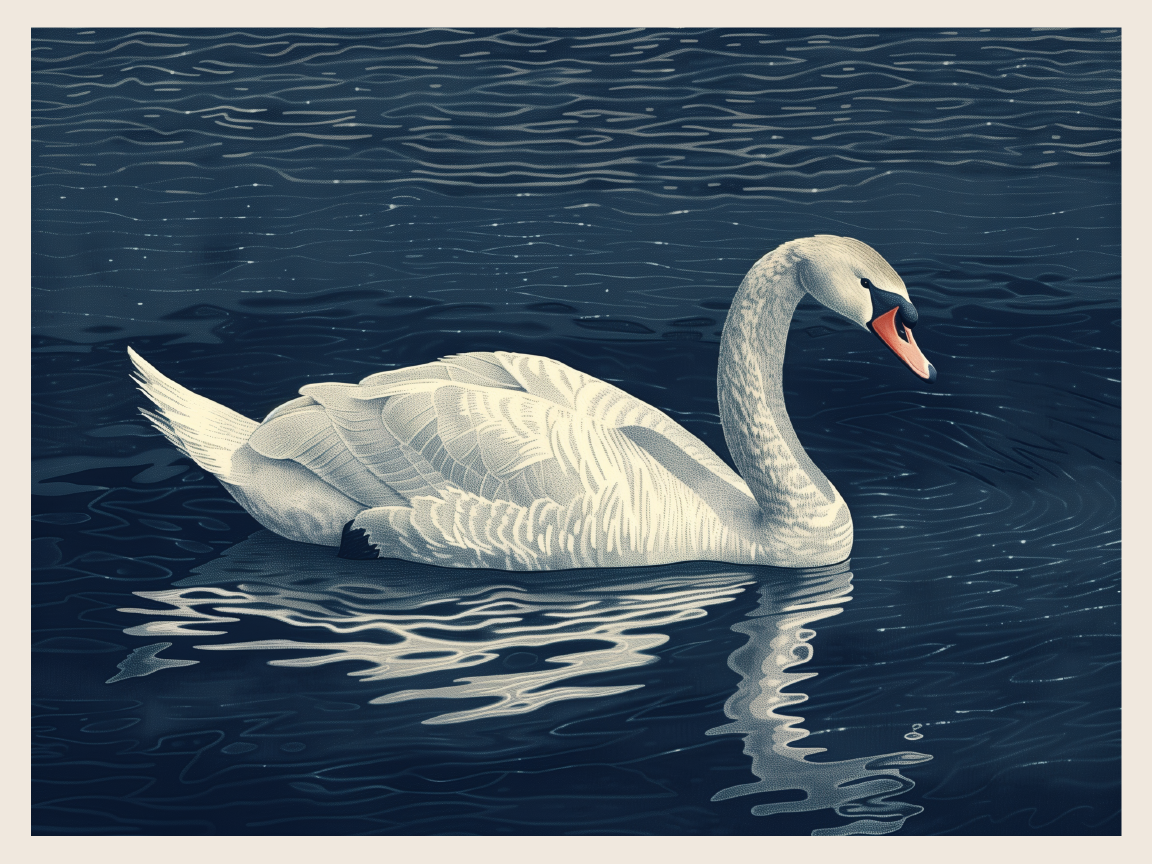 Serene Swan on Still Waters Print