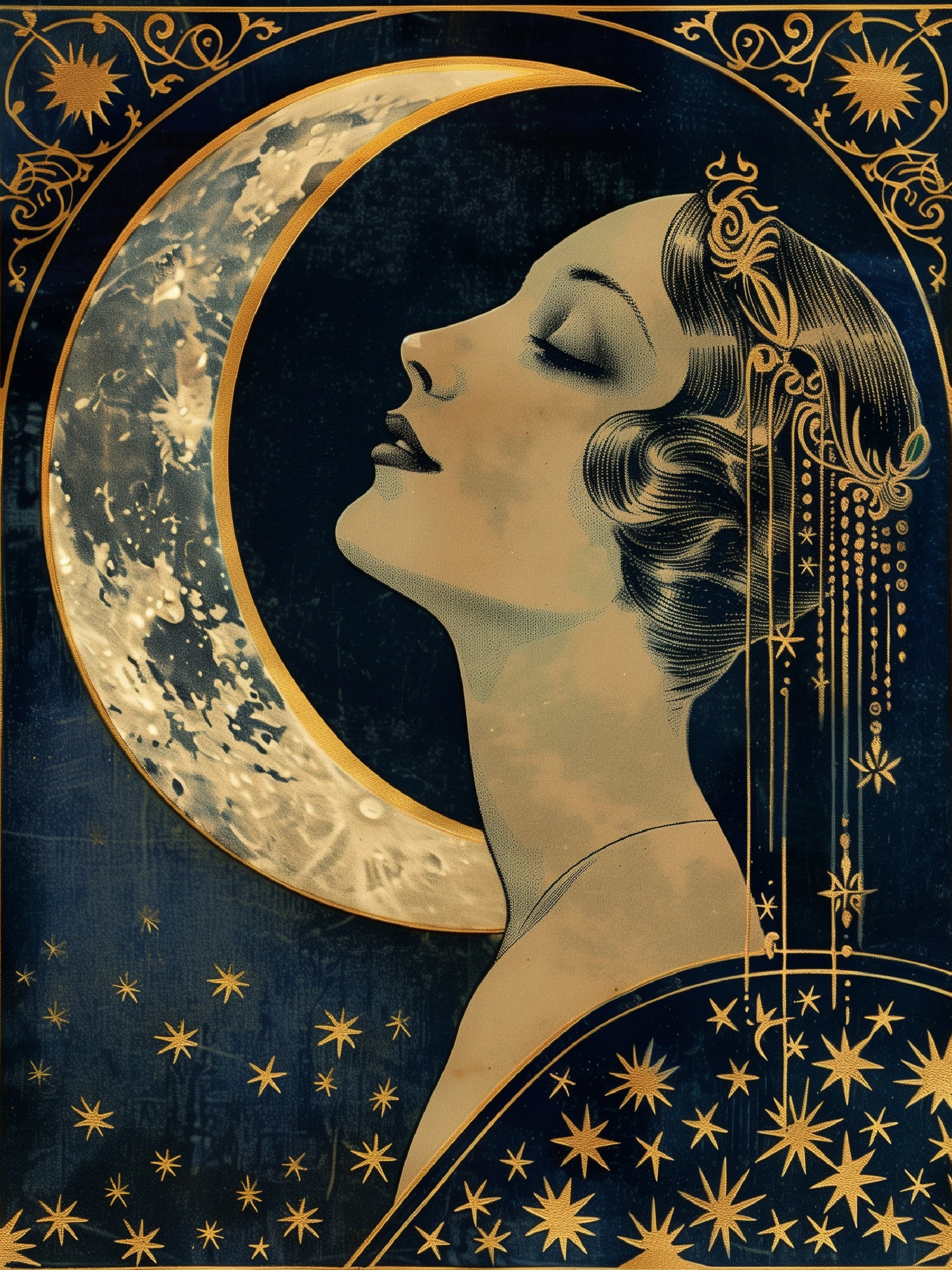 Lady and Moon Poster - Moonlight Sonata Art Print