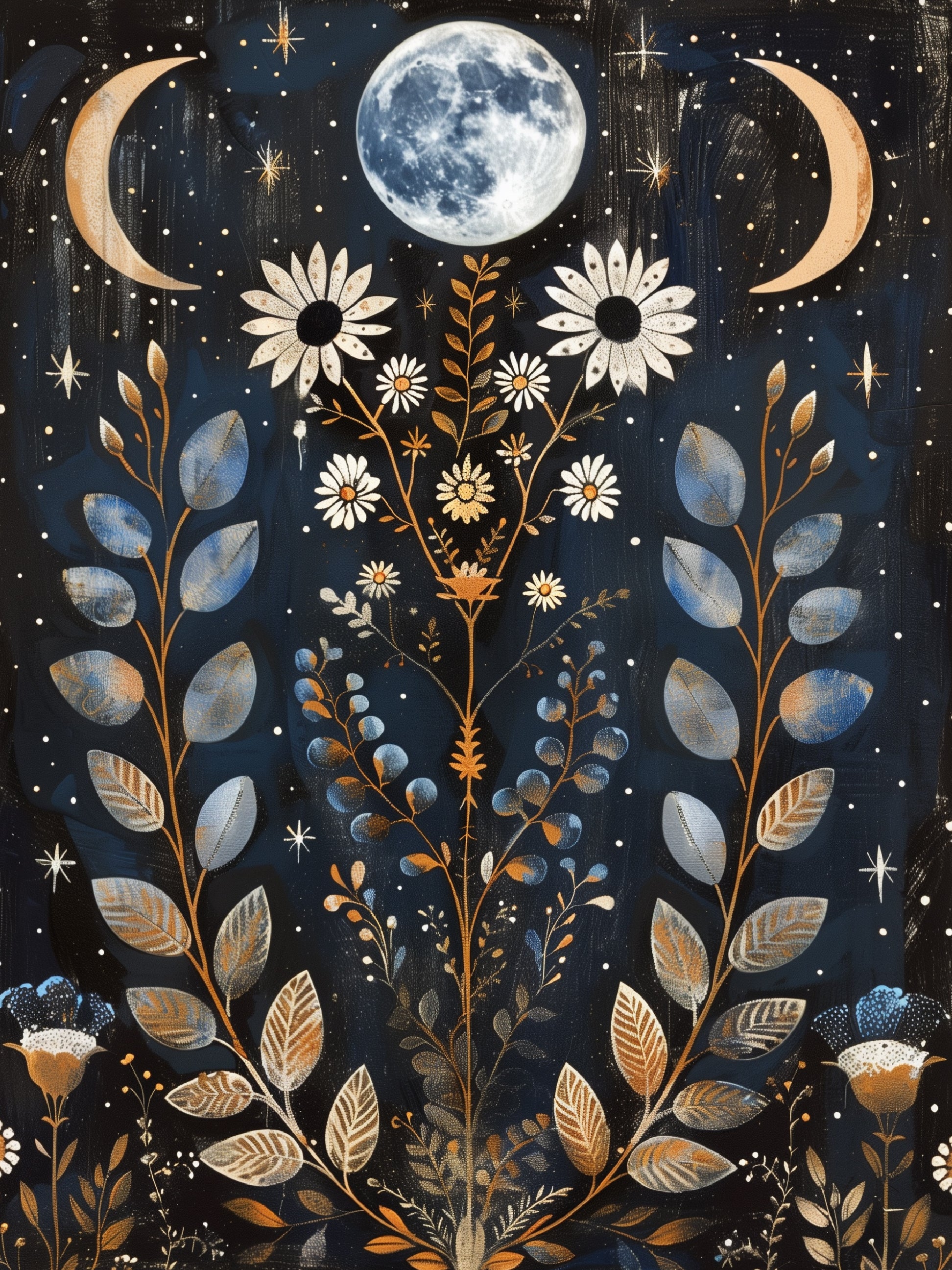 Moonlit Botanical Dreams Art Print