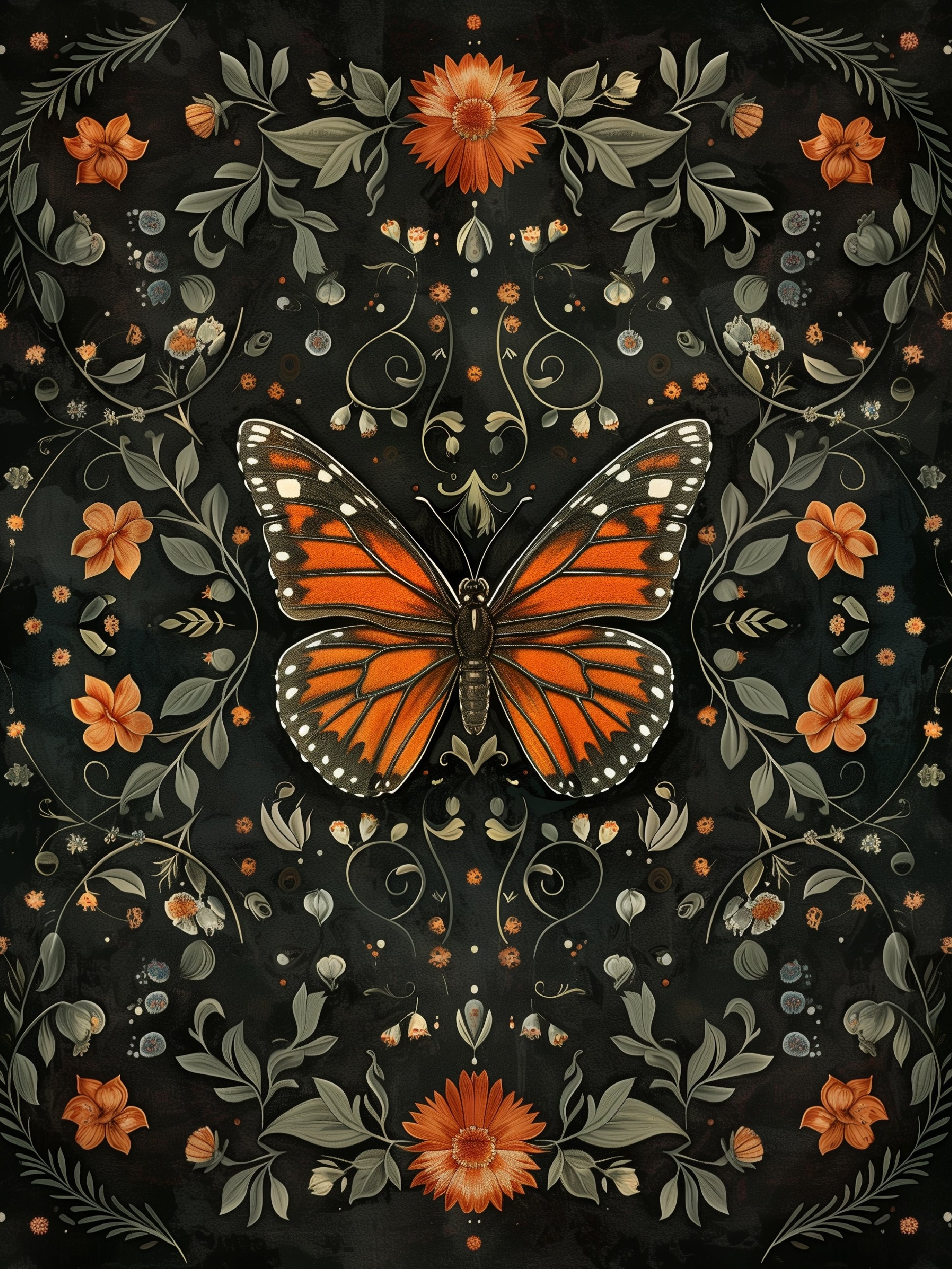 Garden Butterfly Poster - Floral and Fauna Wall Art Print