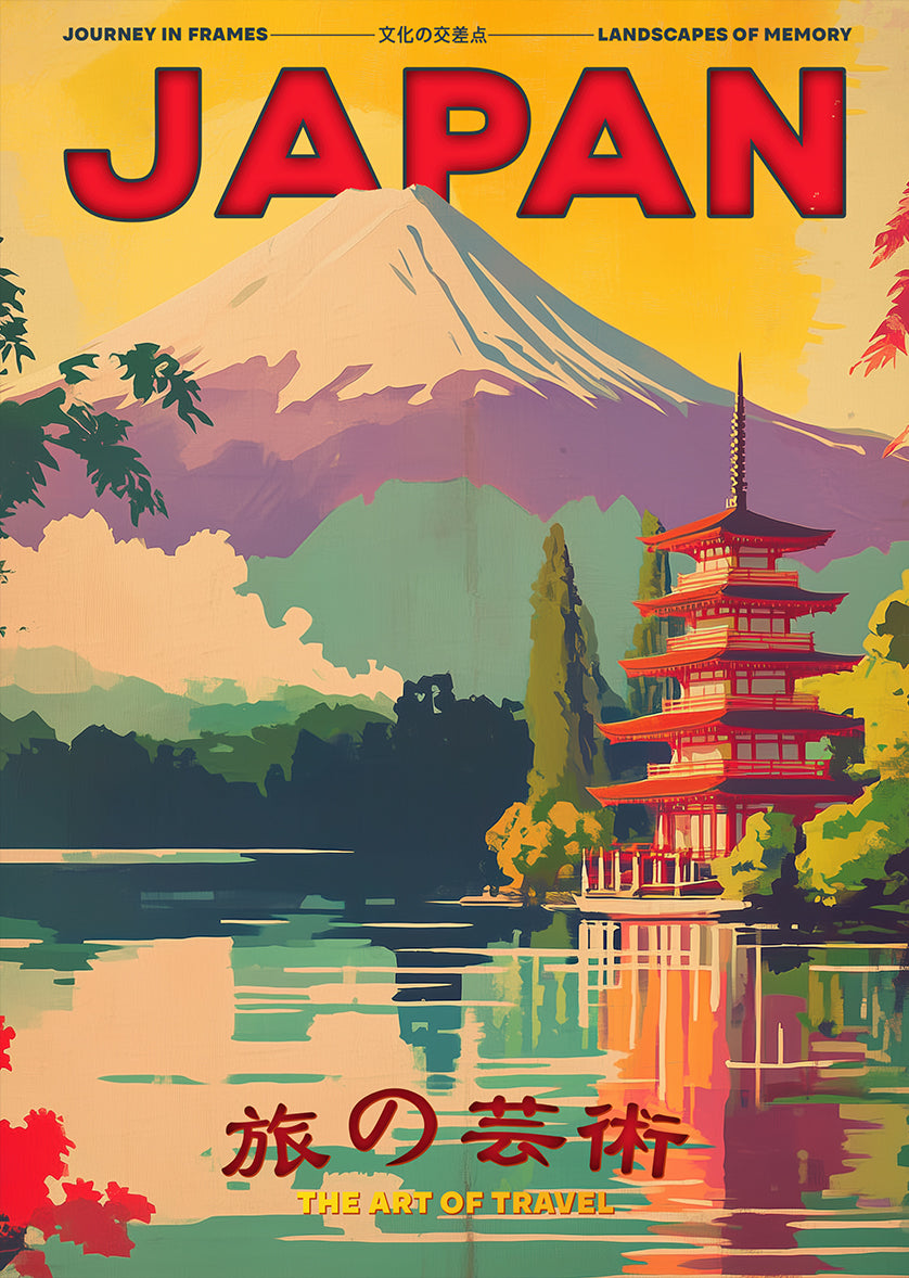 Japan Mount Fuji Pagoda Scenic Travel Poster Print