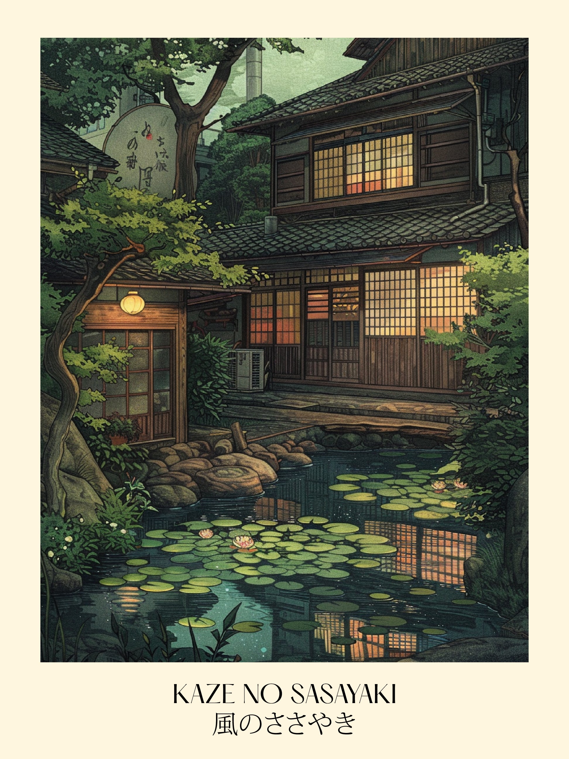 Japanese Pond Scenery Art