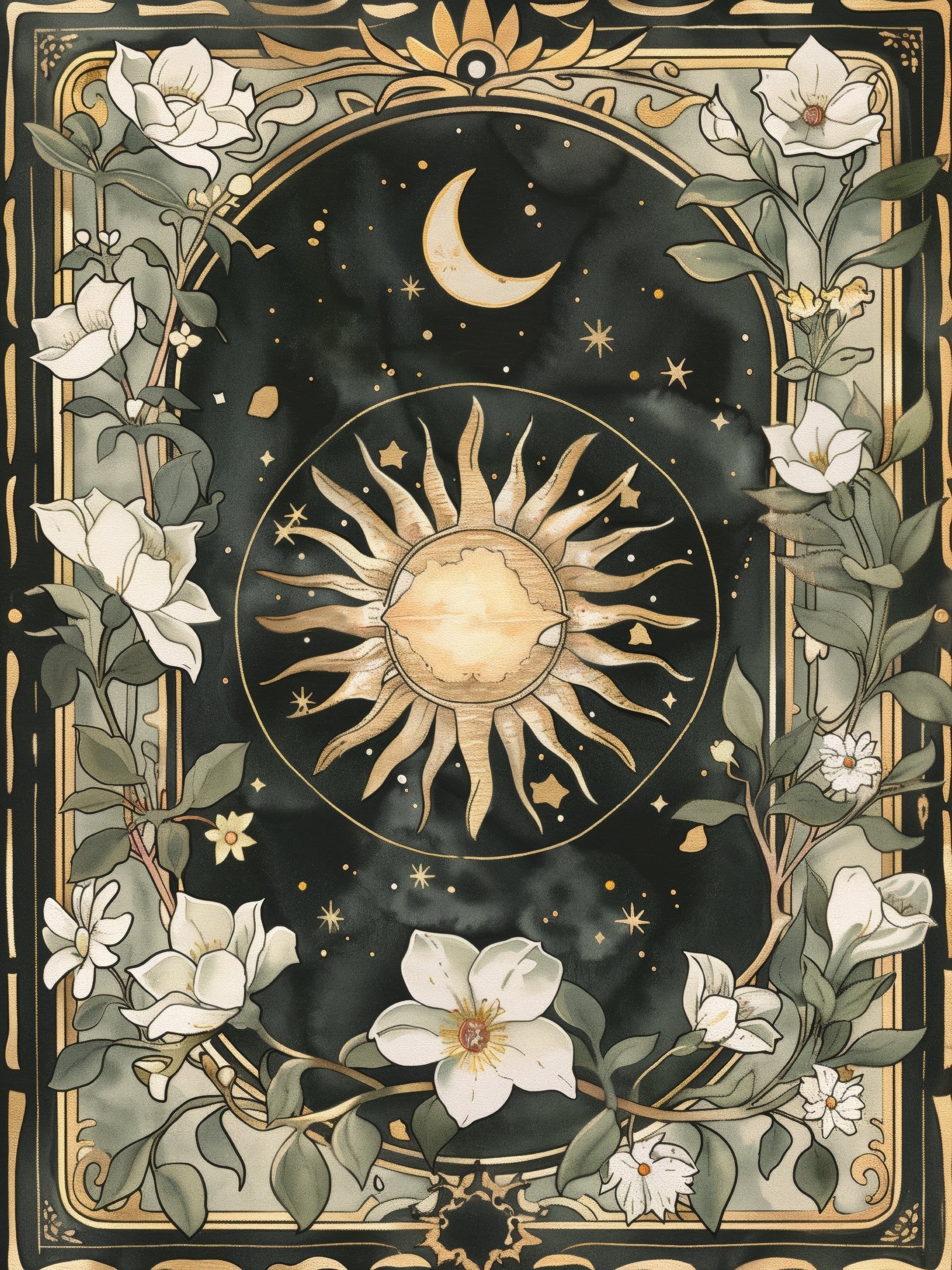 Celestial Floral Frame Print