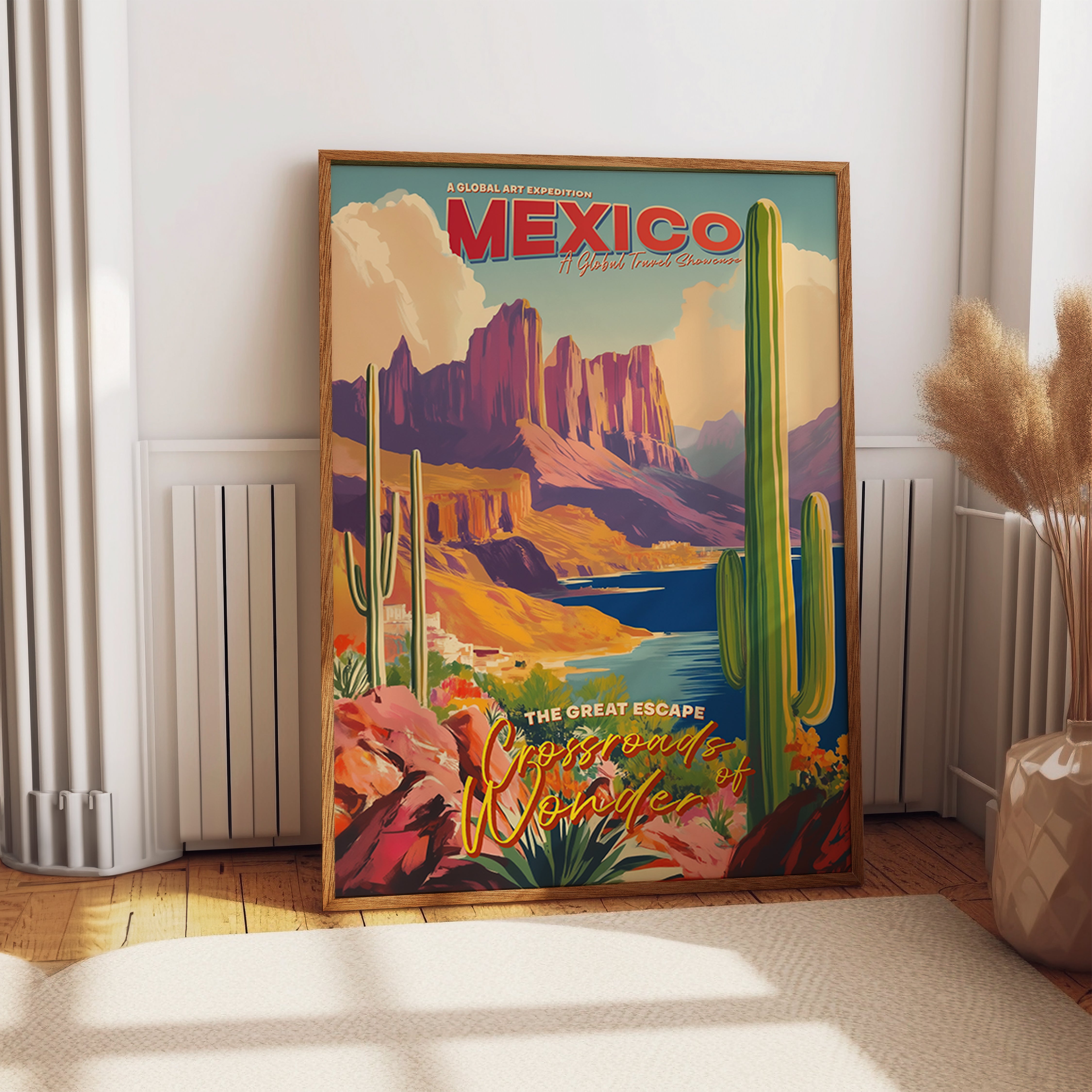 Mexico Cactus Desert Canyon Coastal Travel Poster Print