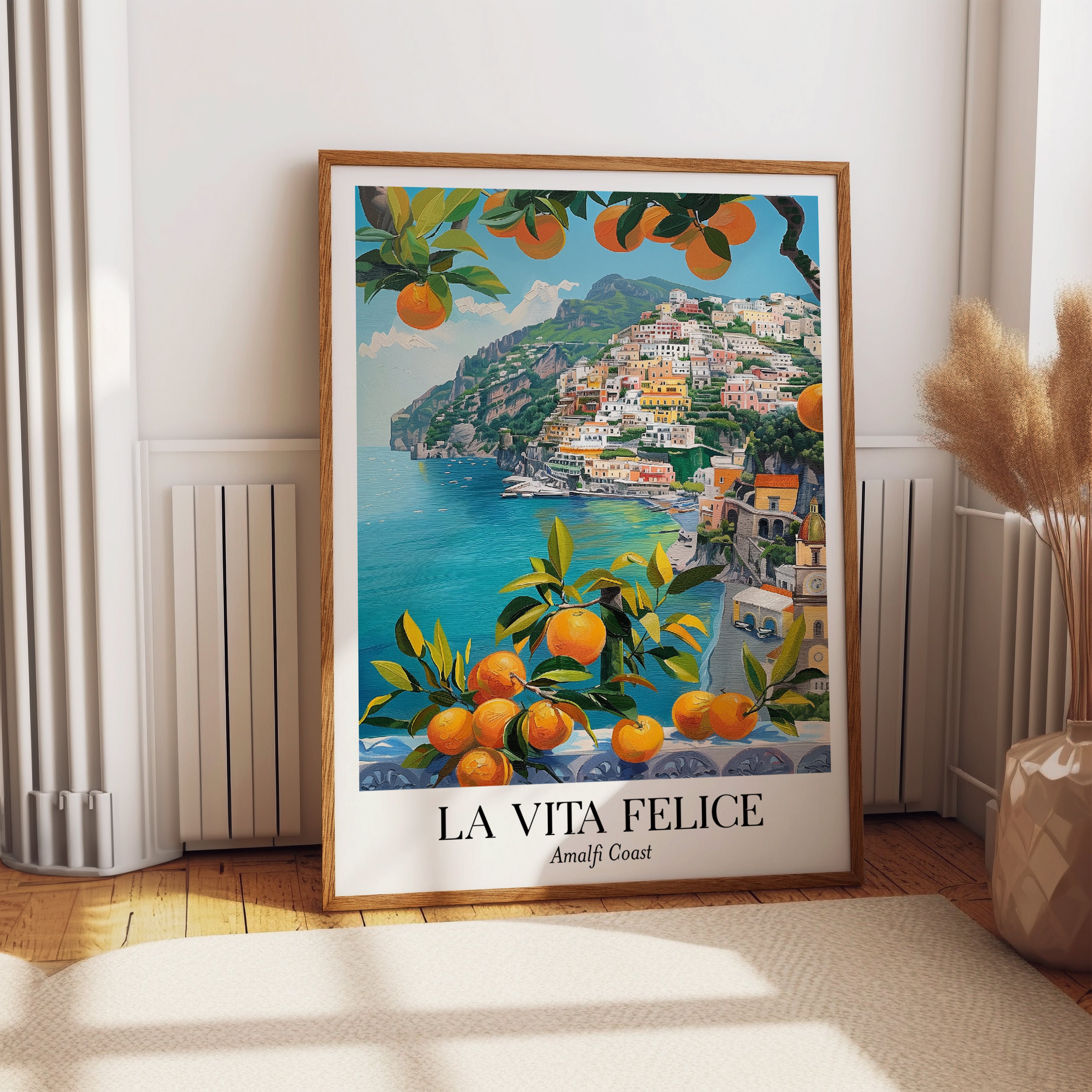 Amalfi Coast Vibrant Citrus and Village Print