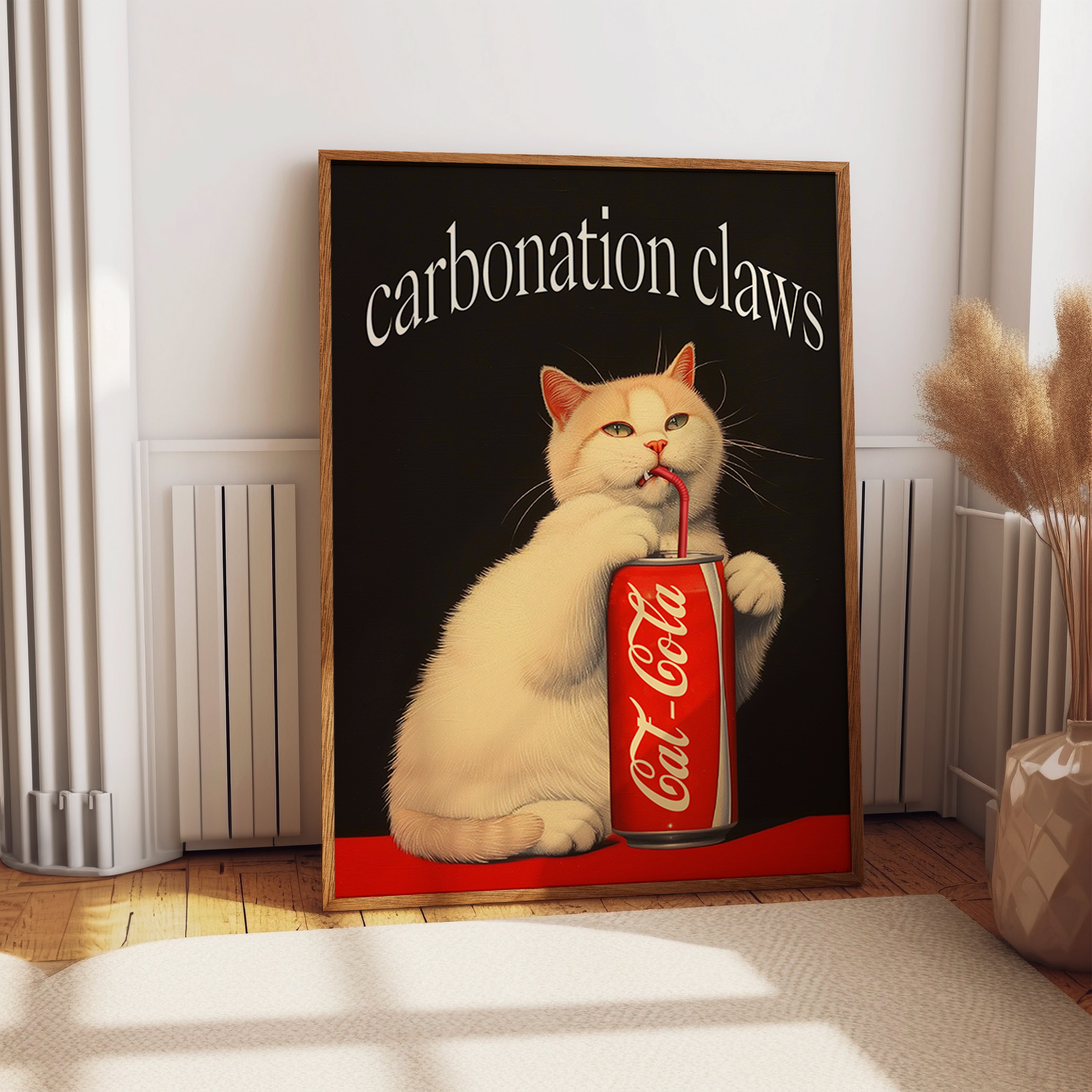 Carbonation Claws Cat Poster – Retro Soda Can Art Print