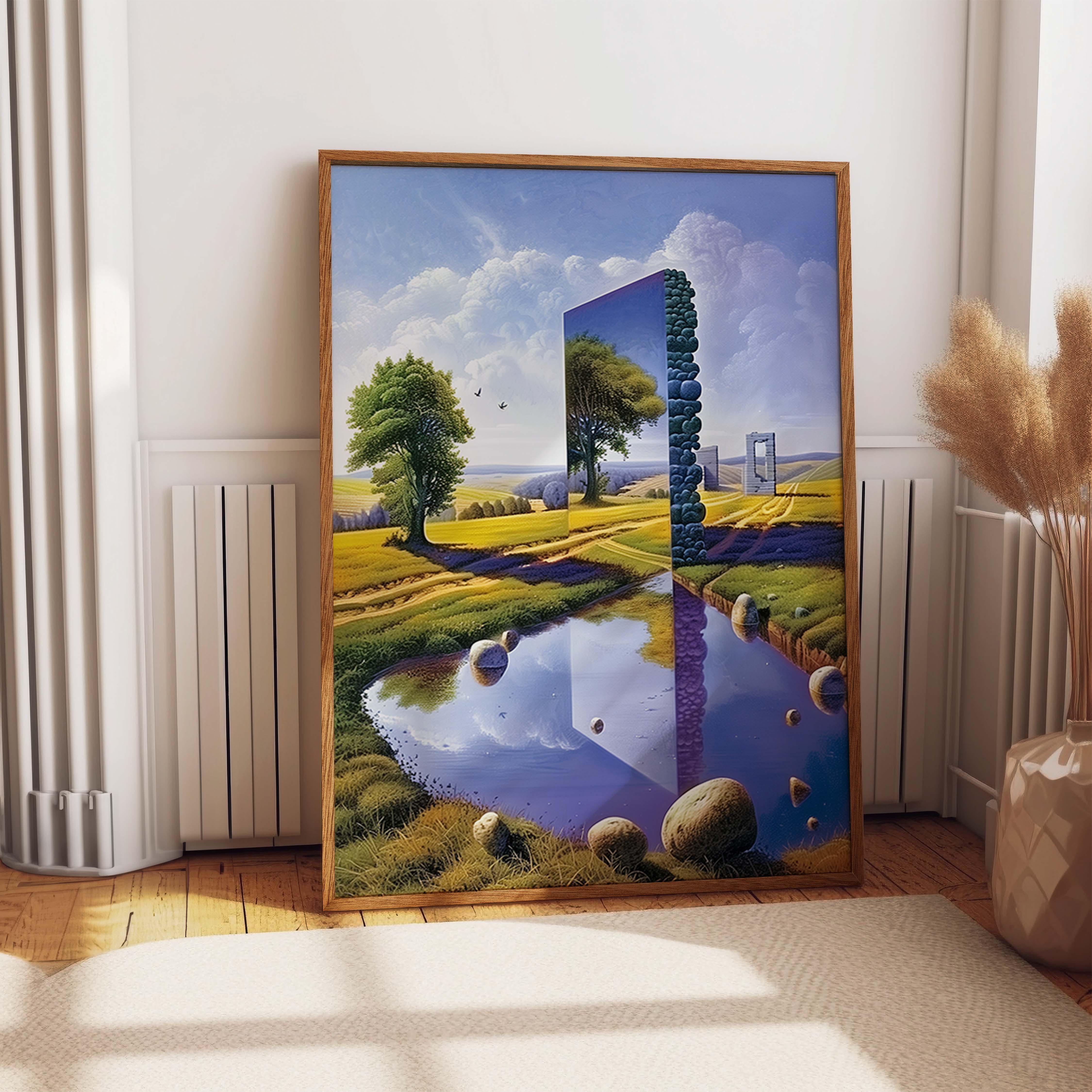 Surreal Mirror Landscape Dreamlike Reflection Art Print