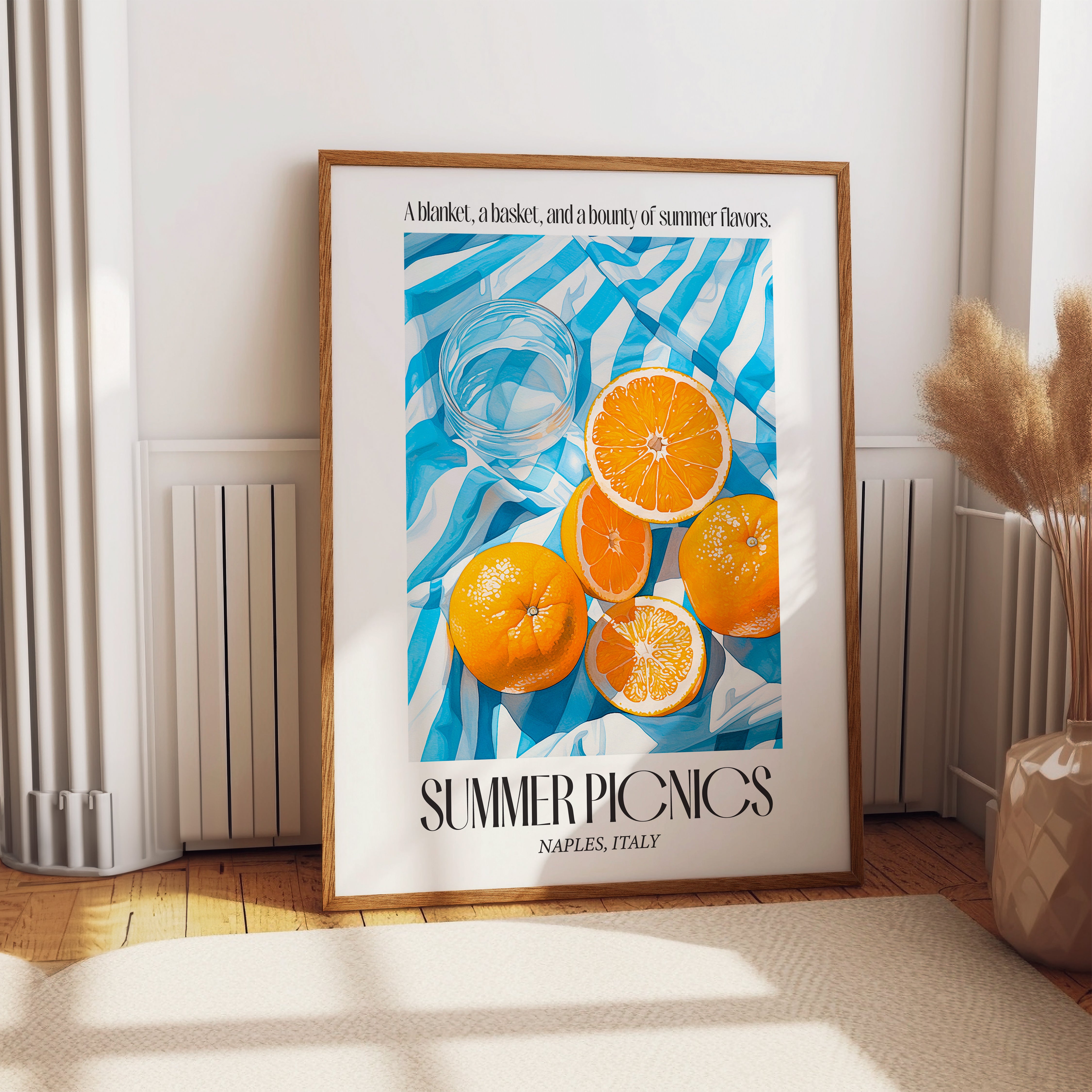 Citrus and Blue Patterns Art Print