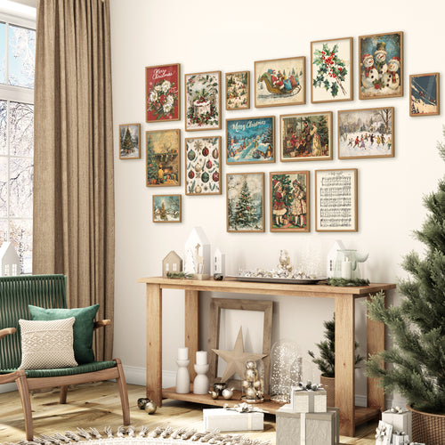 Vintage Style Christmas Holiday Gallery Wall