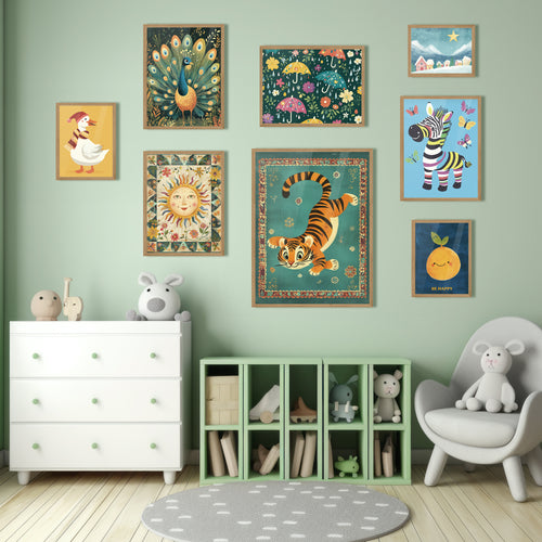 Vibrant Animal and Nature Gallery Wall