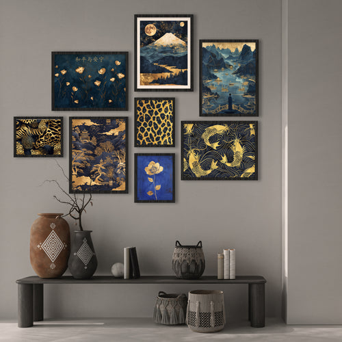 Blue and Gold Gallery Wall