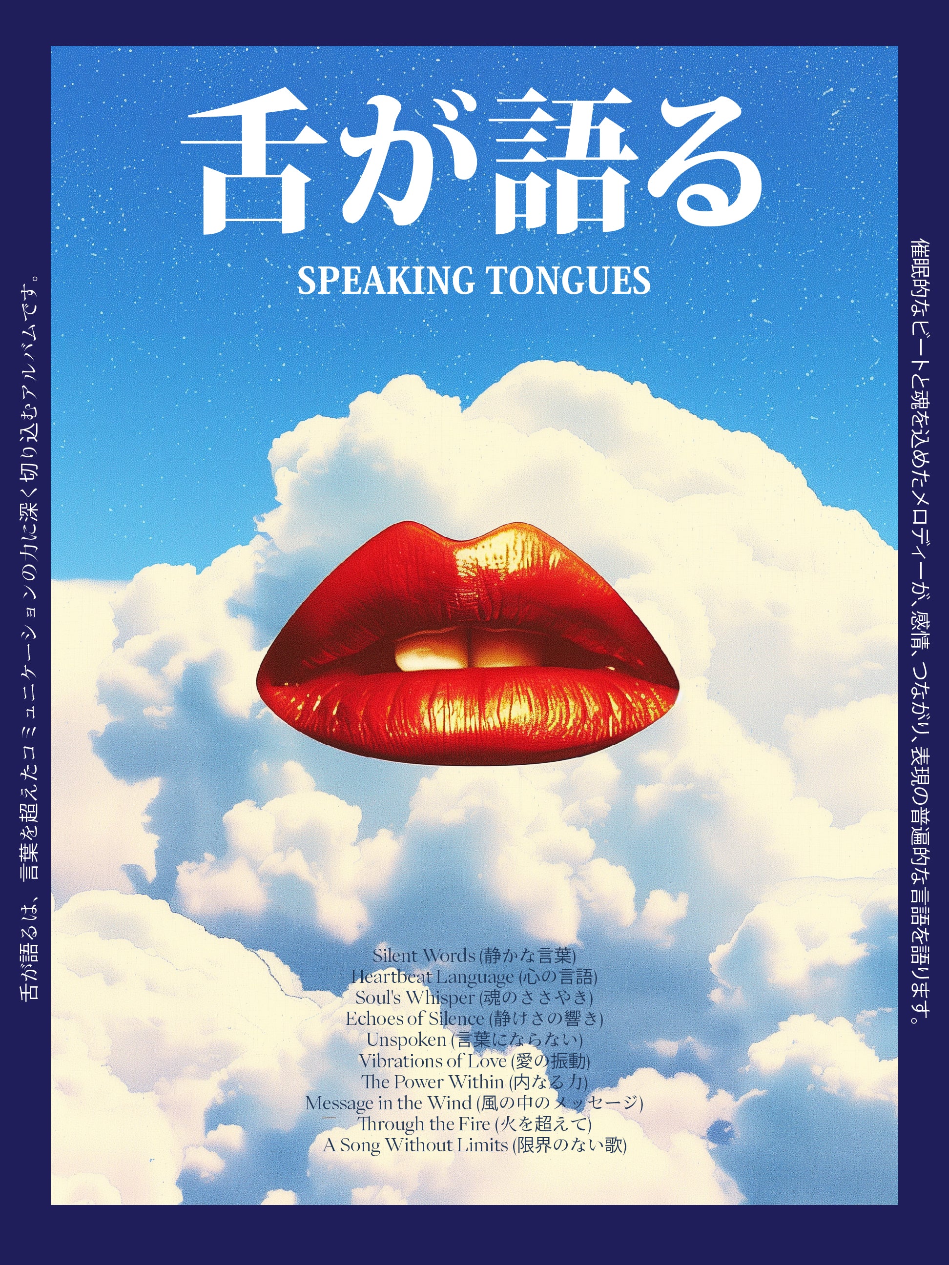 Speaking Tongues Poster – Surreal Red Lips in Sky Conceptual Pop Art Print