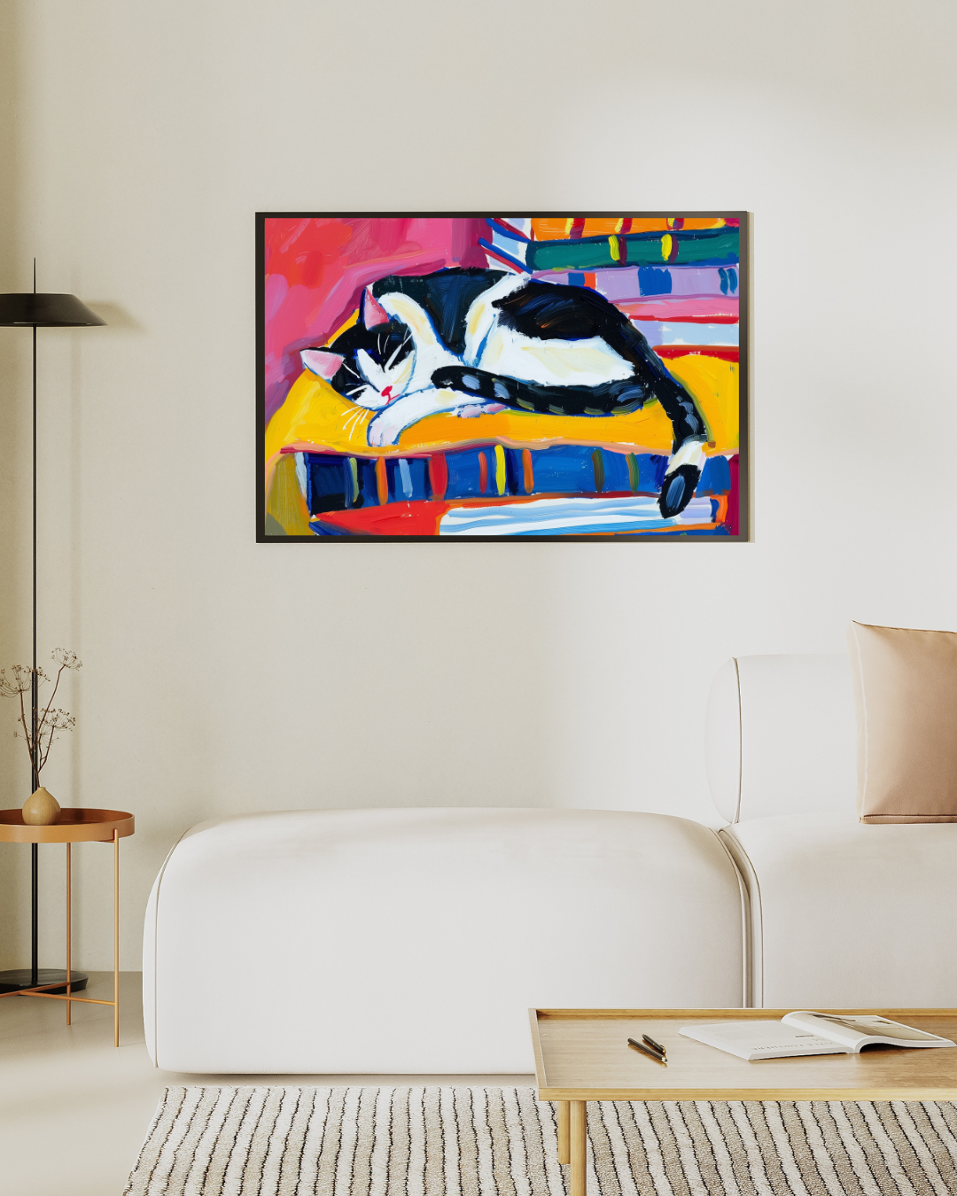 Cat Nap on Books Art Print