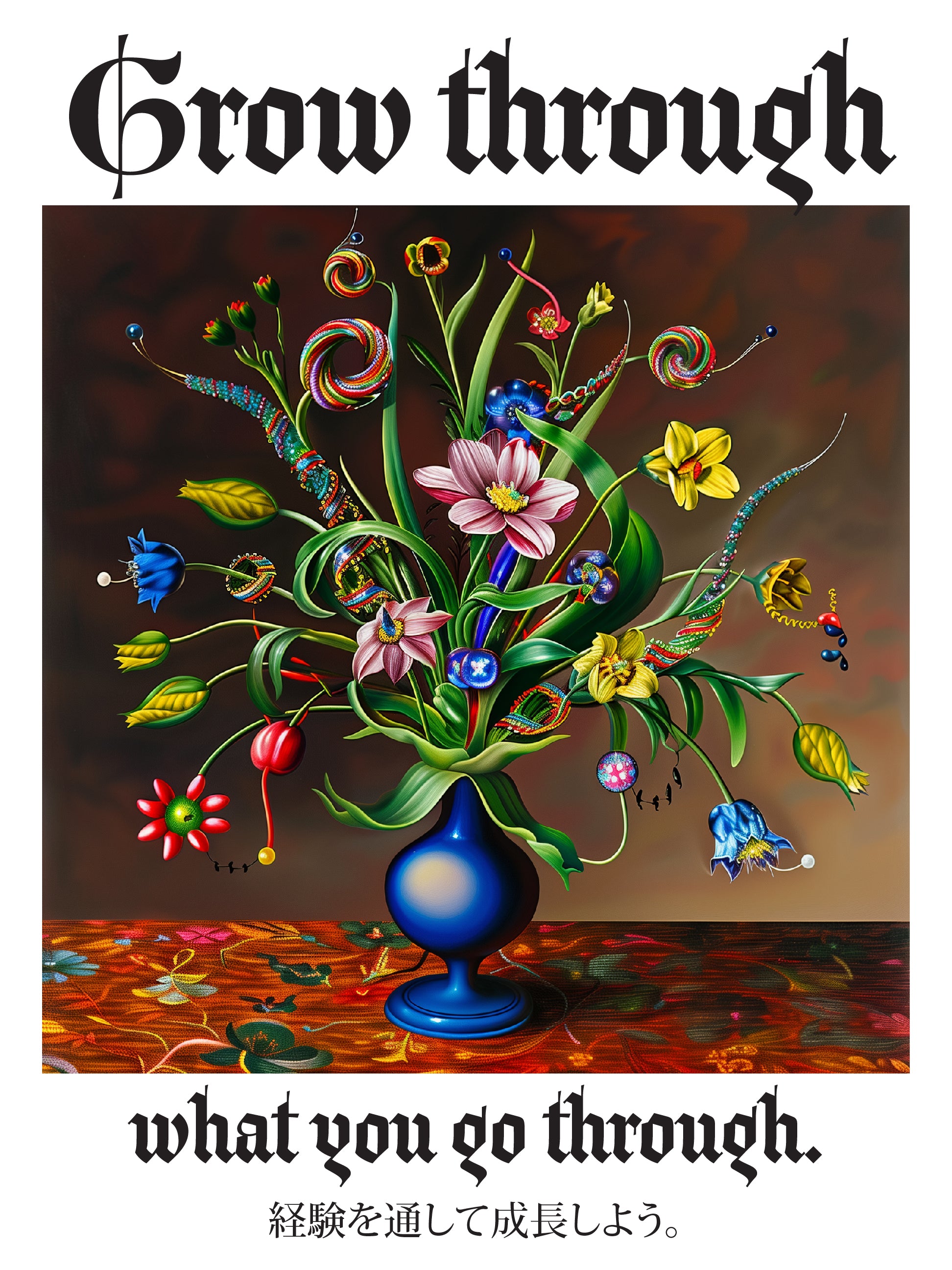 Grow Through What You Go Through – Surreal Floral Art Print